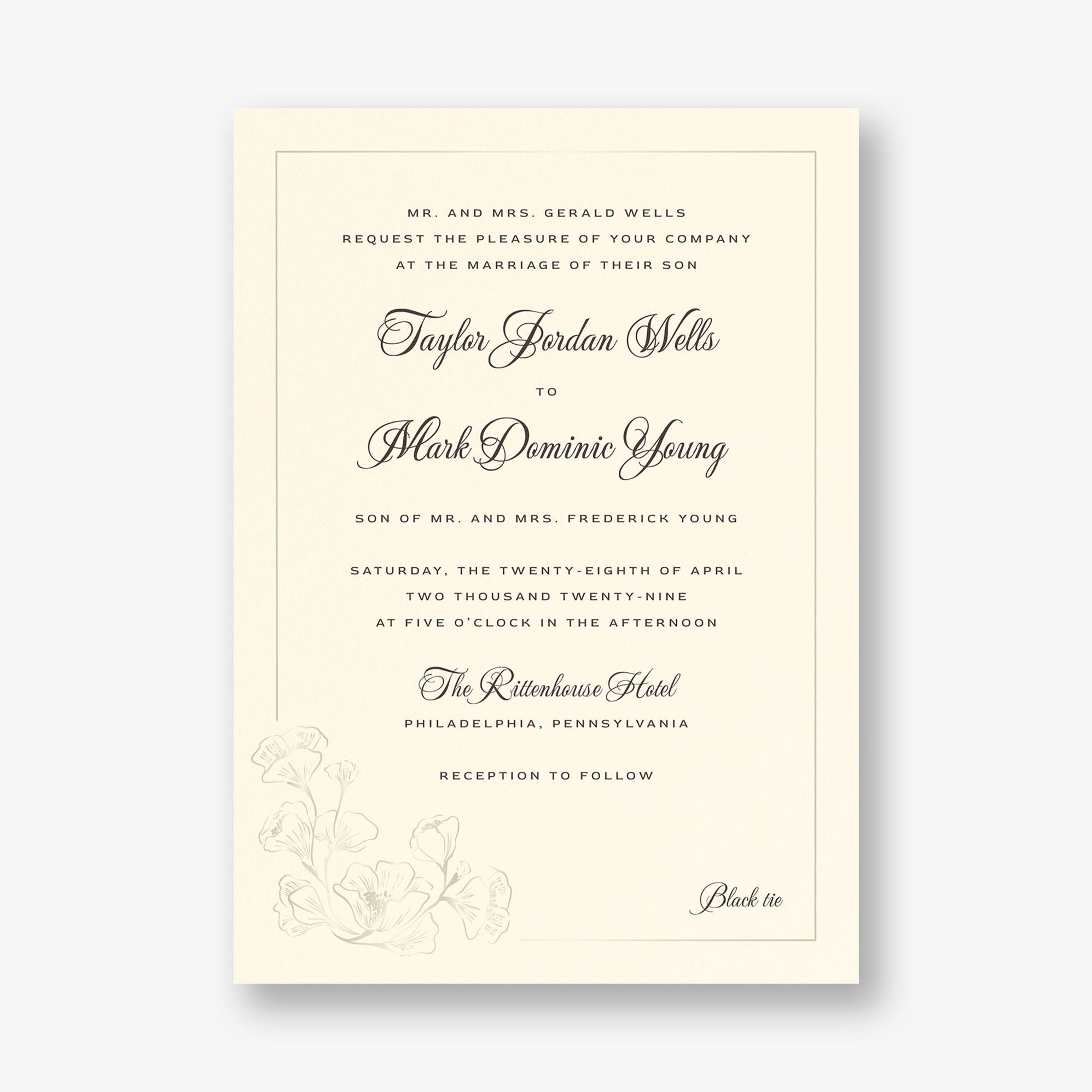 Vintage Magnolia Frame Foil Wedding Invitation