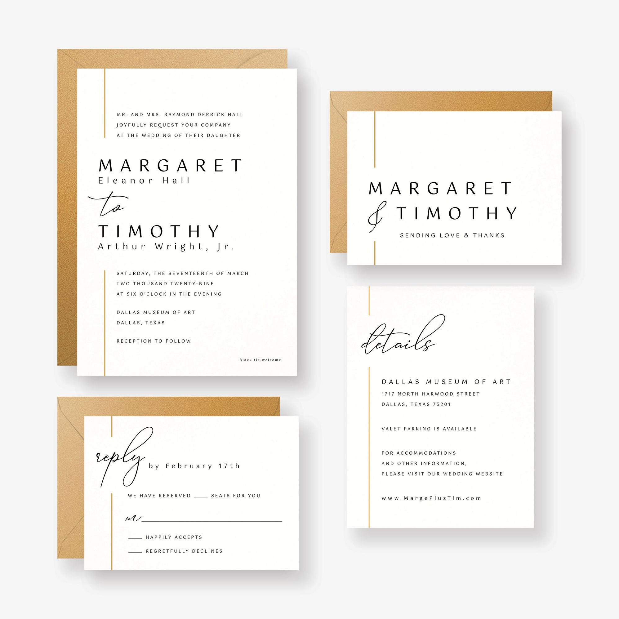 Contemporary Borderline Foil Wedding Invitation