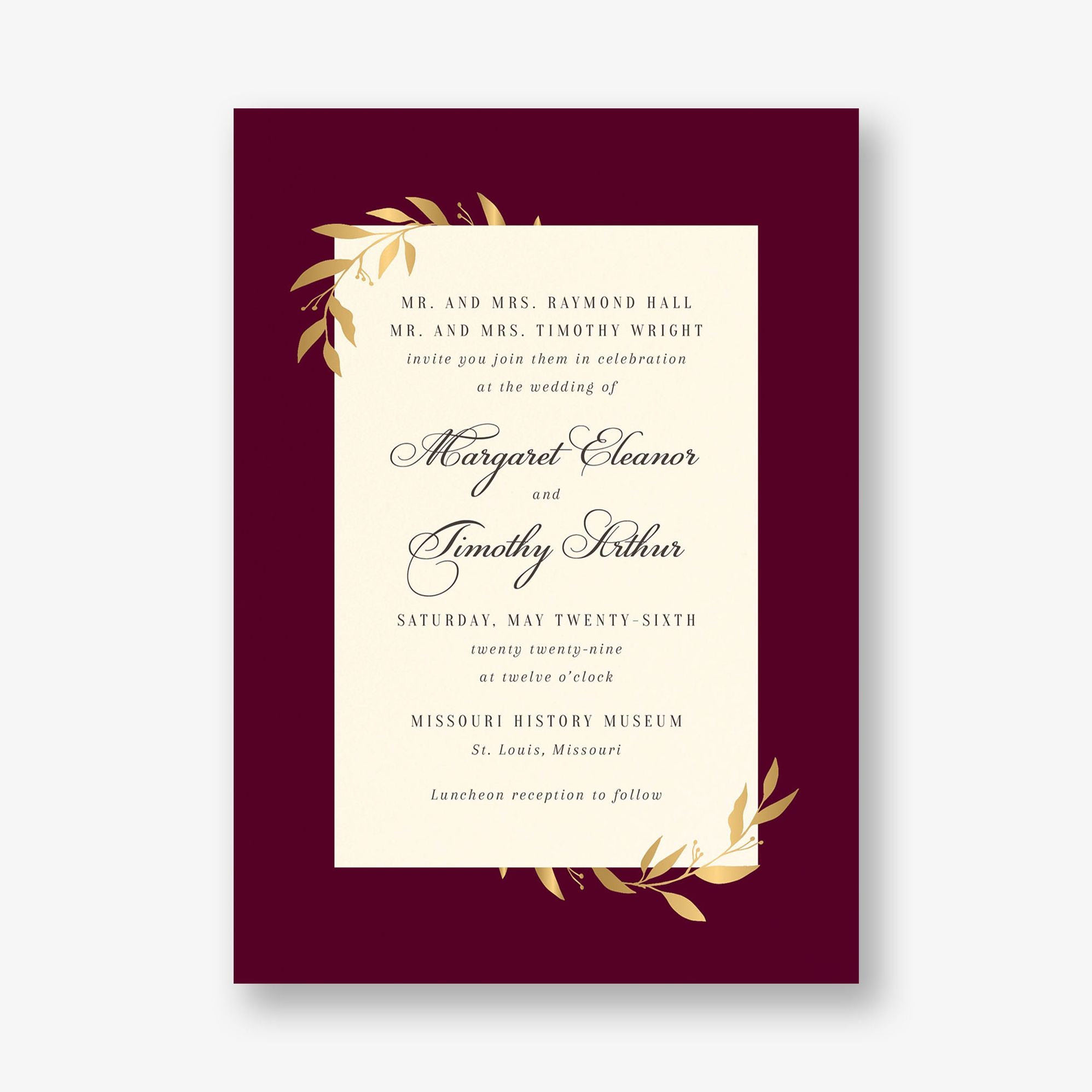Wrapped Vines Foil Wedding Invitation