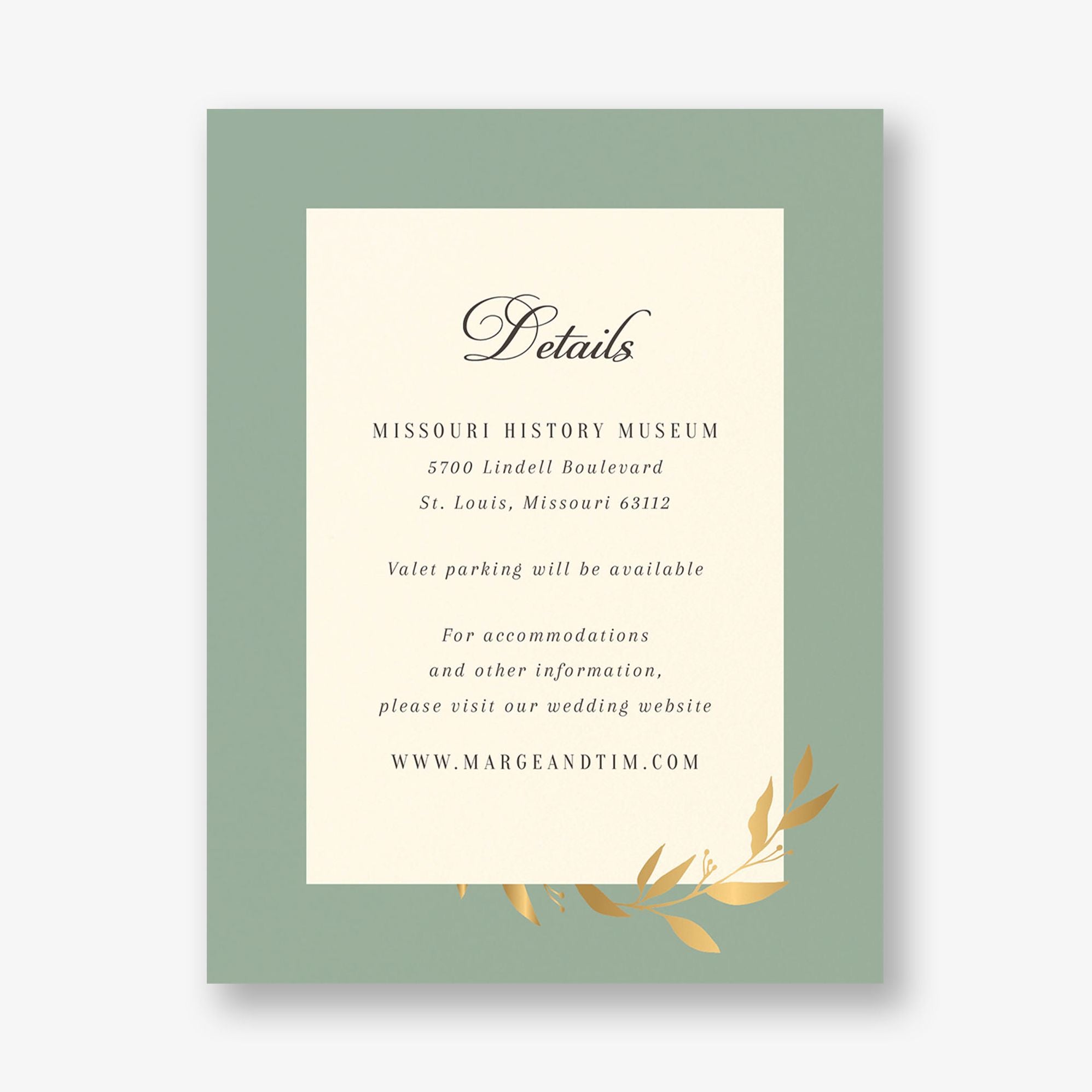 Wrapped Vines Foil Information Card