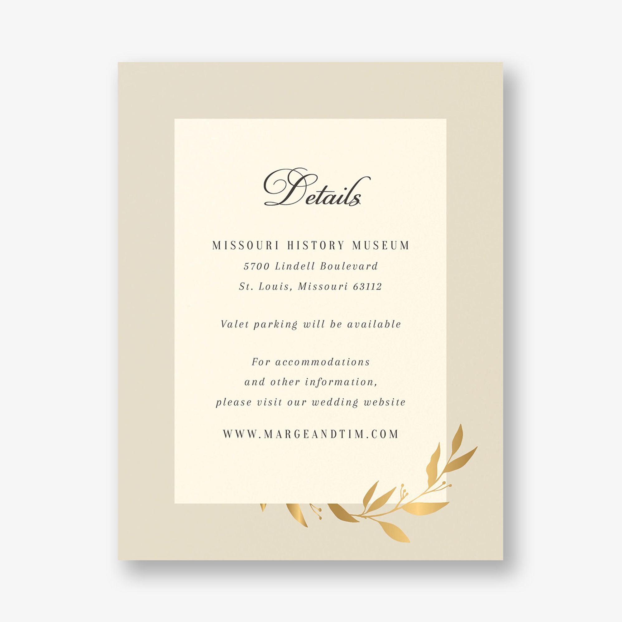 Wrapped Vines Foil Information Card