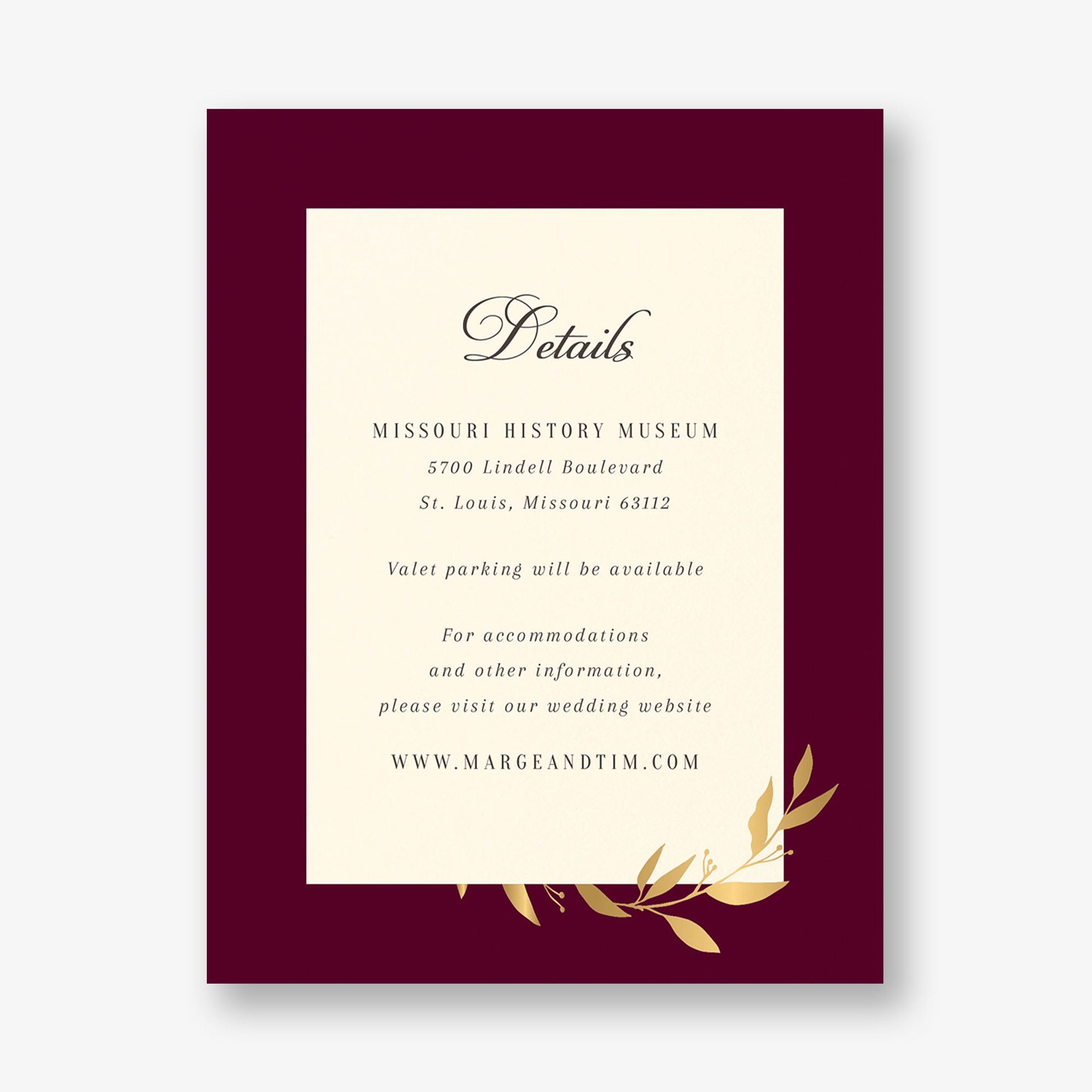Wrapped Vines Foil Information Card