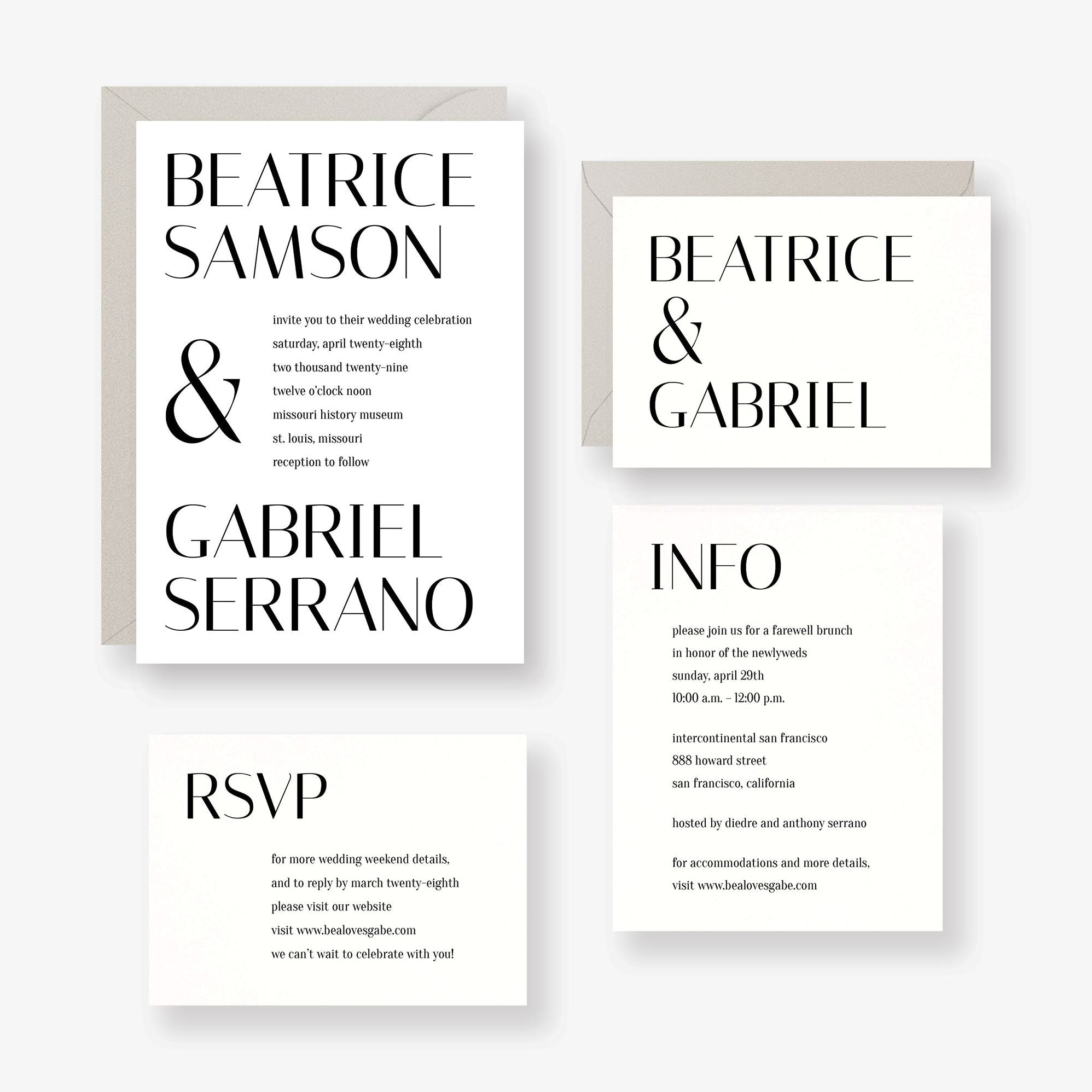 Stacked Deco Type Wedding Invitation