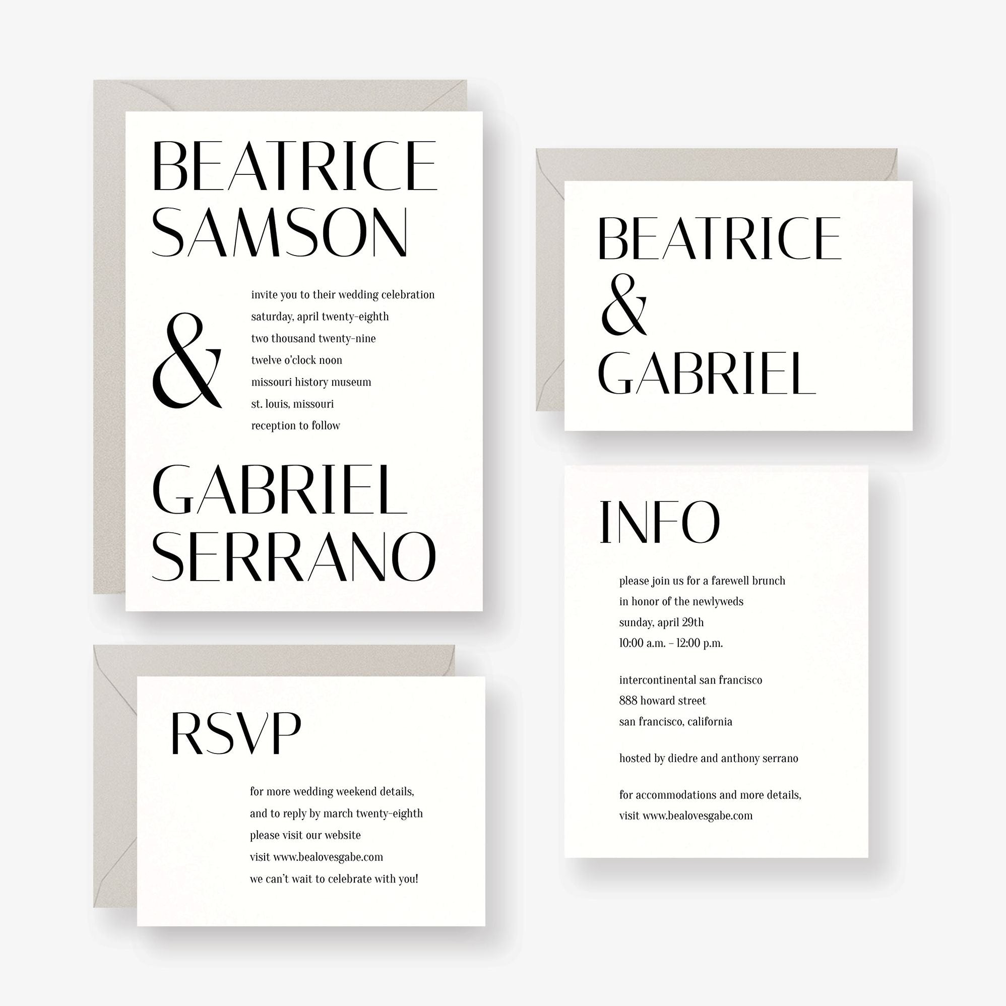 Stacked Deco Type Wedding Invitation