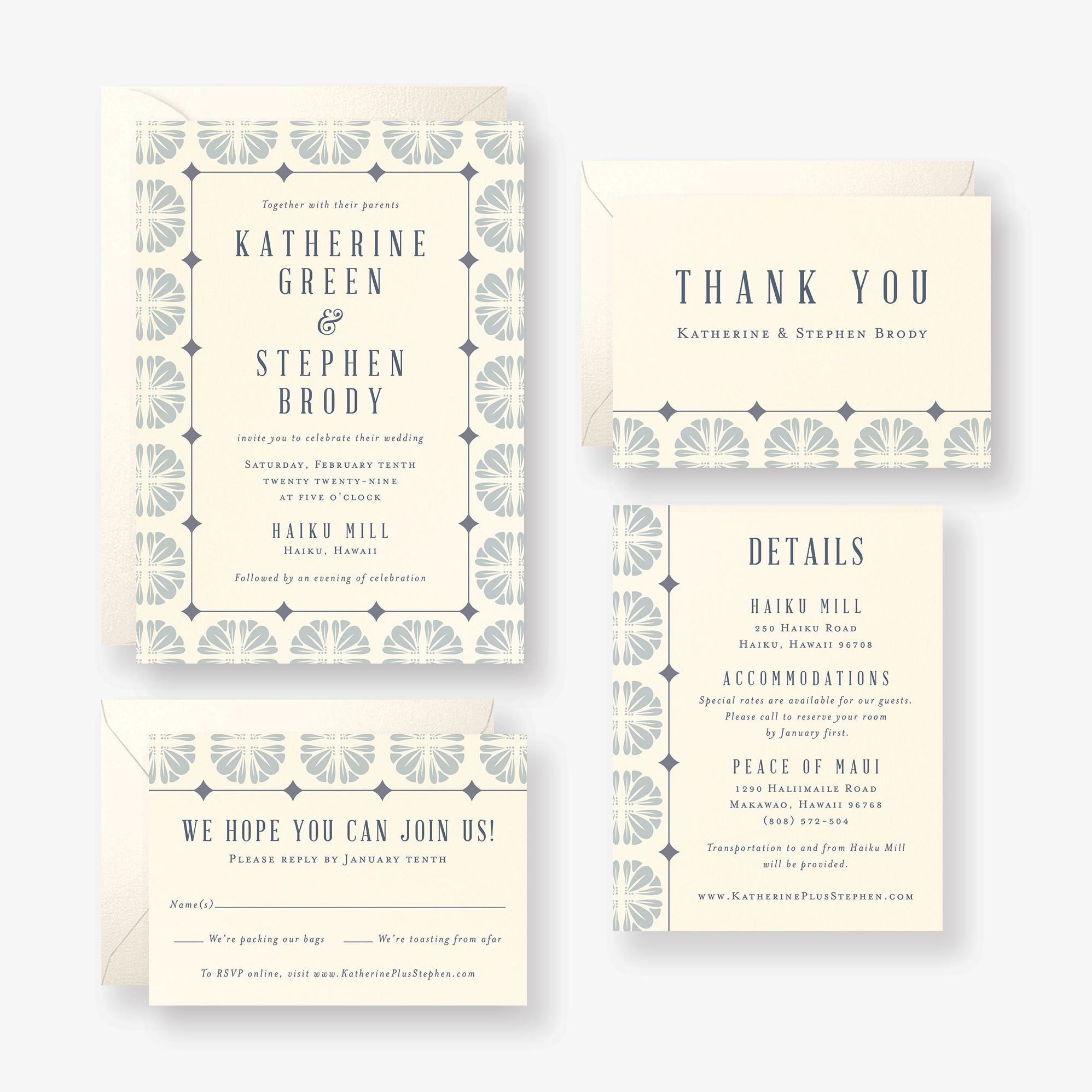 Scalloped Tile Wedding Invitation