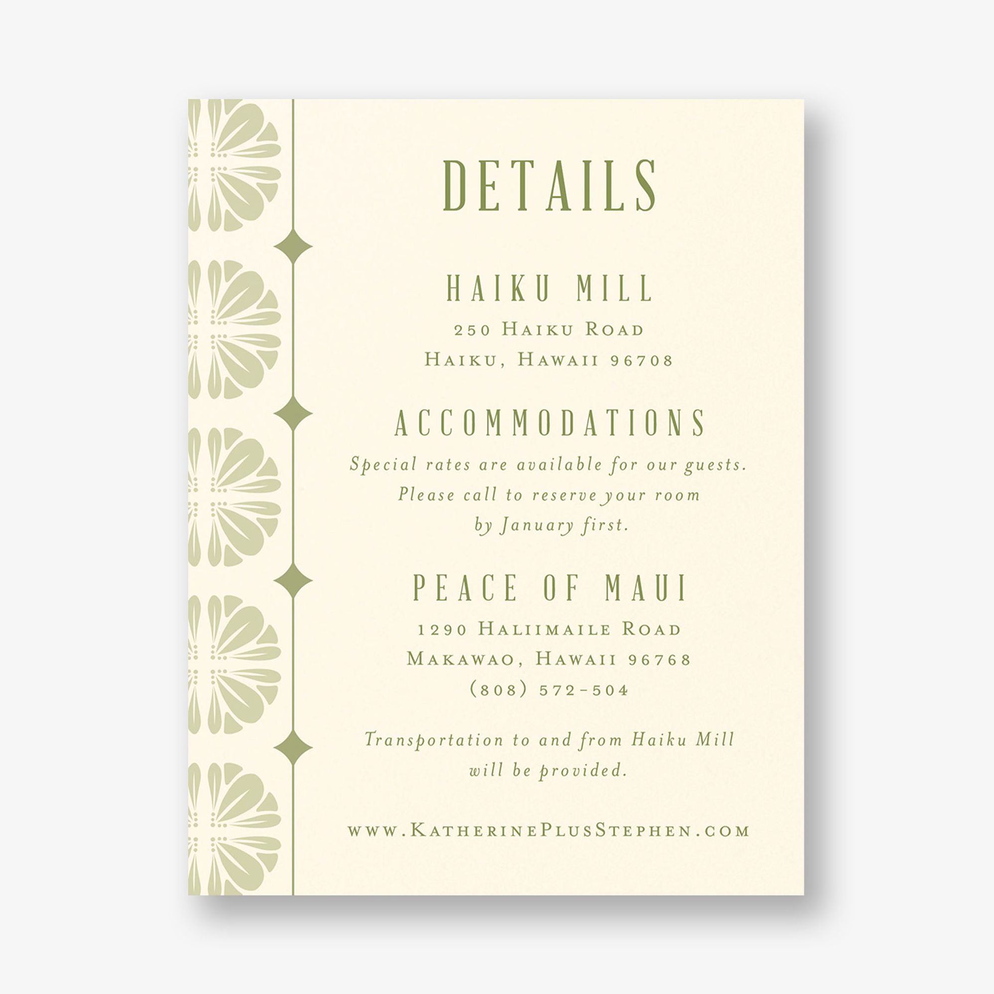 Scalloped Tile Information Card