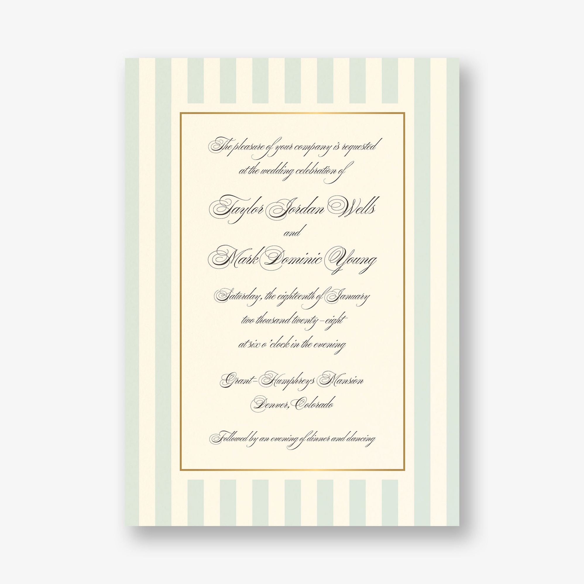 Posh Pinstripe Foil Wedding Invitation