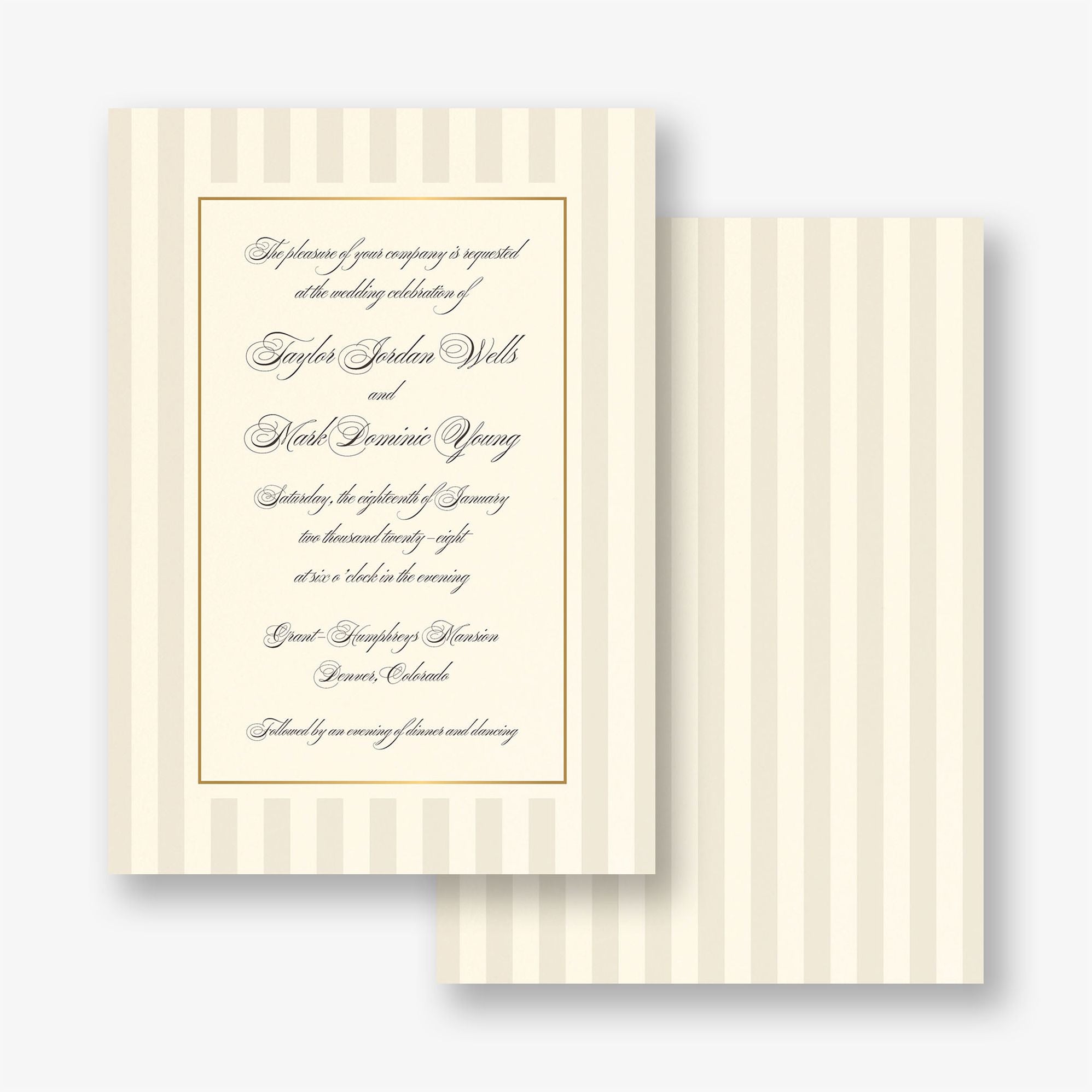 Posh Pinstripe Foil Wedding Invitation