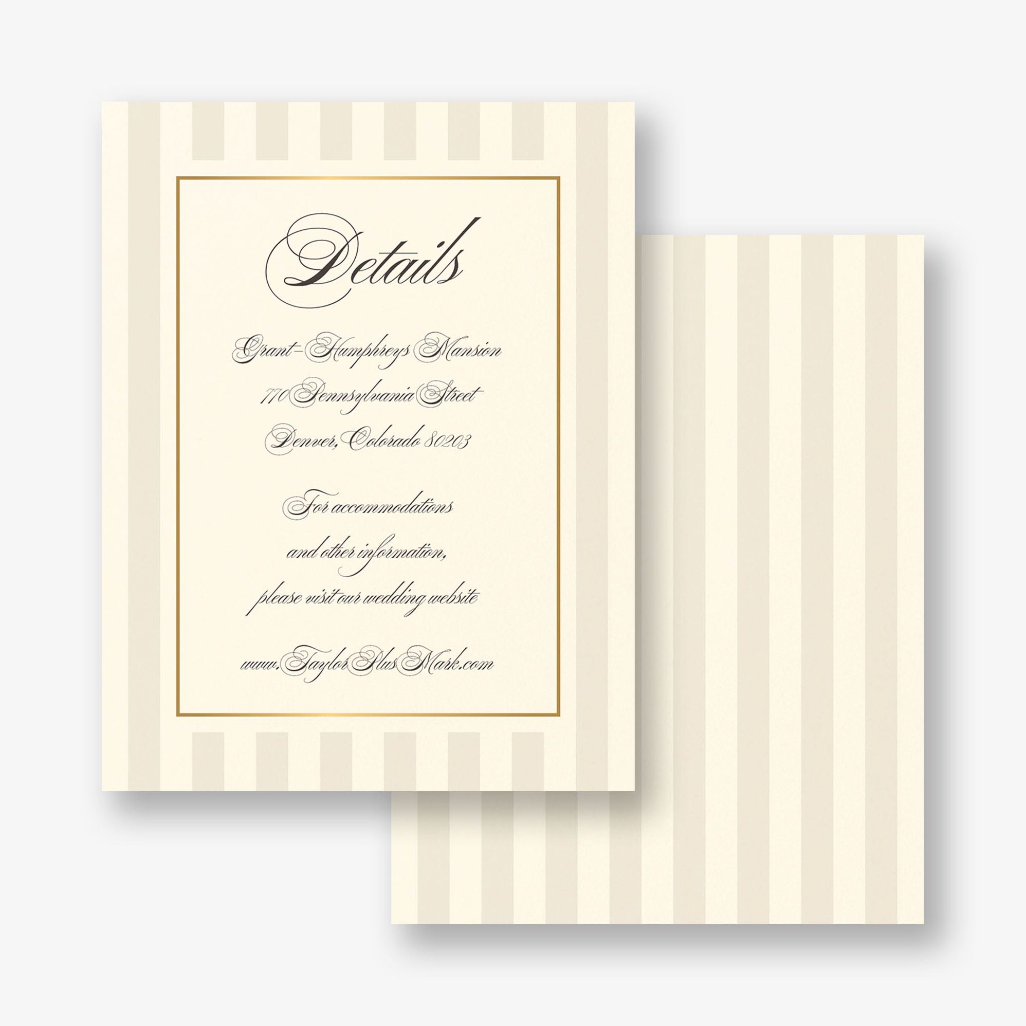 Posh Pinstripe Foil Information Card