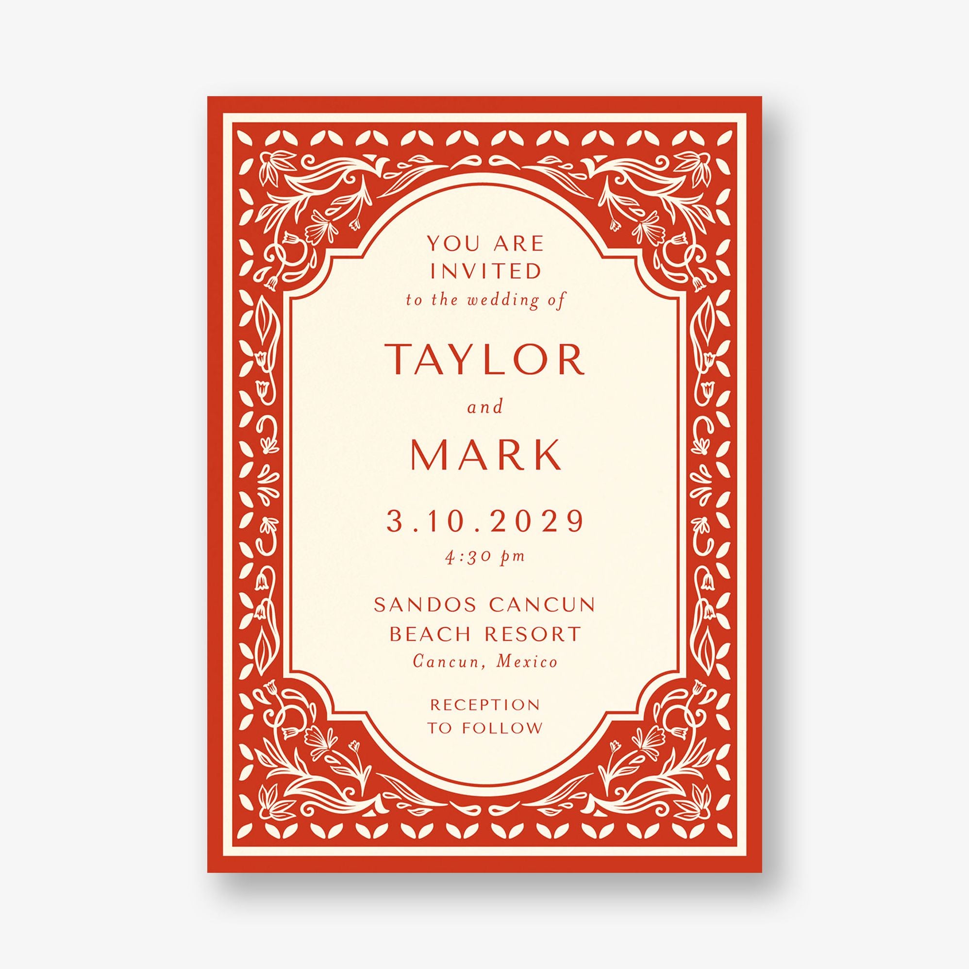 Folk Floral Frame Wedding Invitation