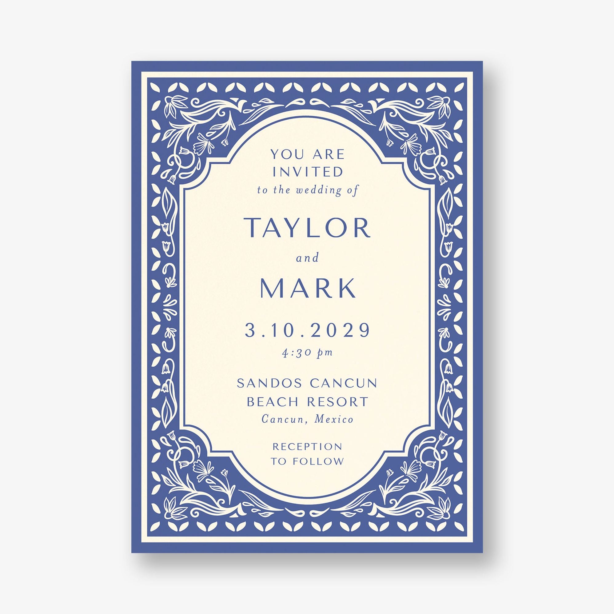 Folk Floral Frame Wedding Invitation