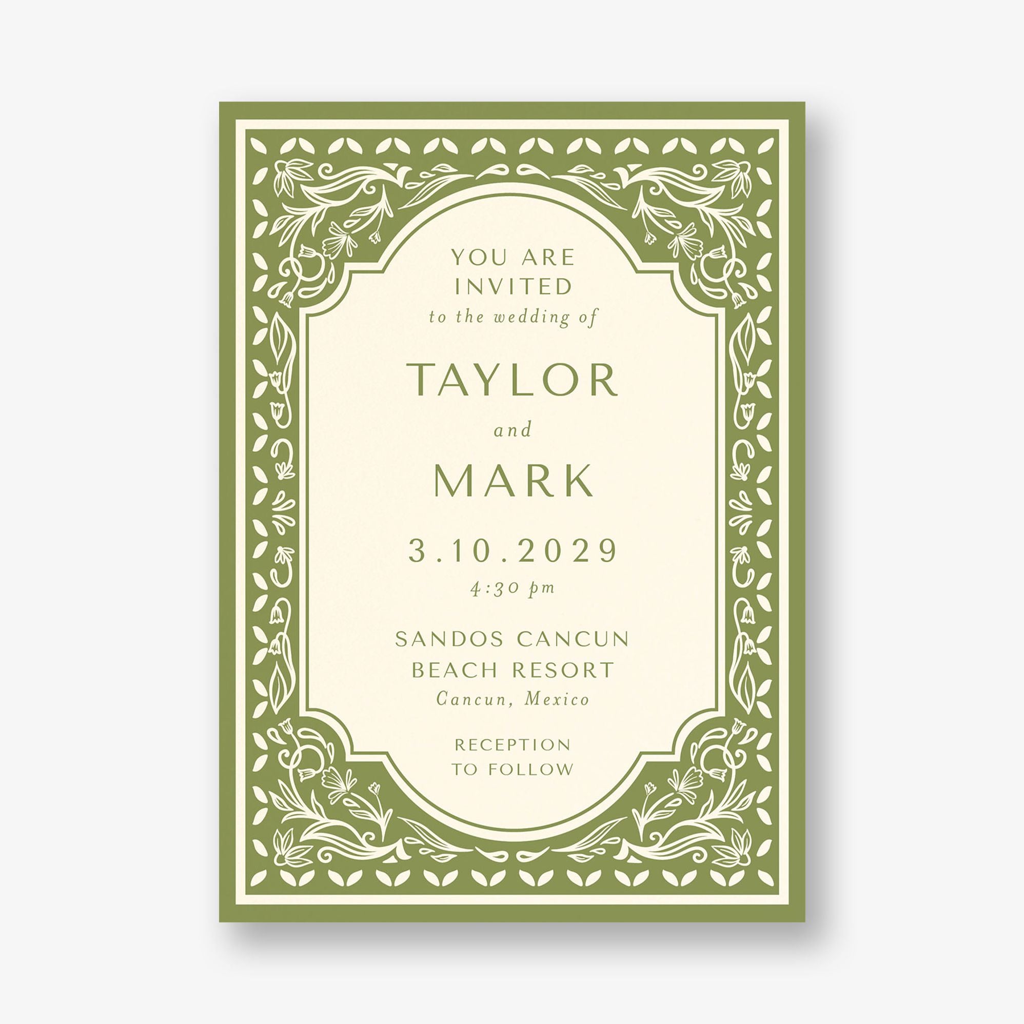 Folk Floral Frame Wedding Invitation