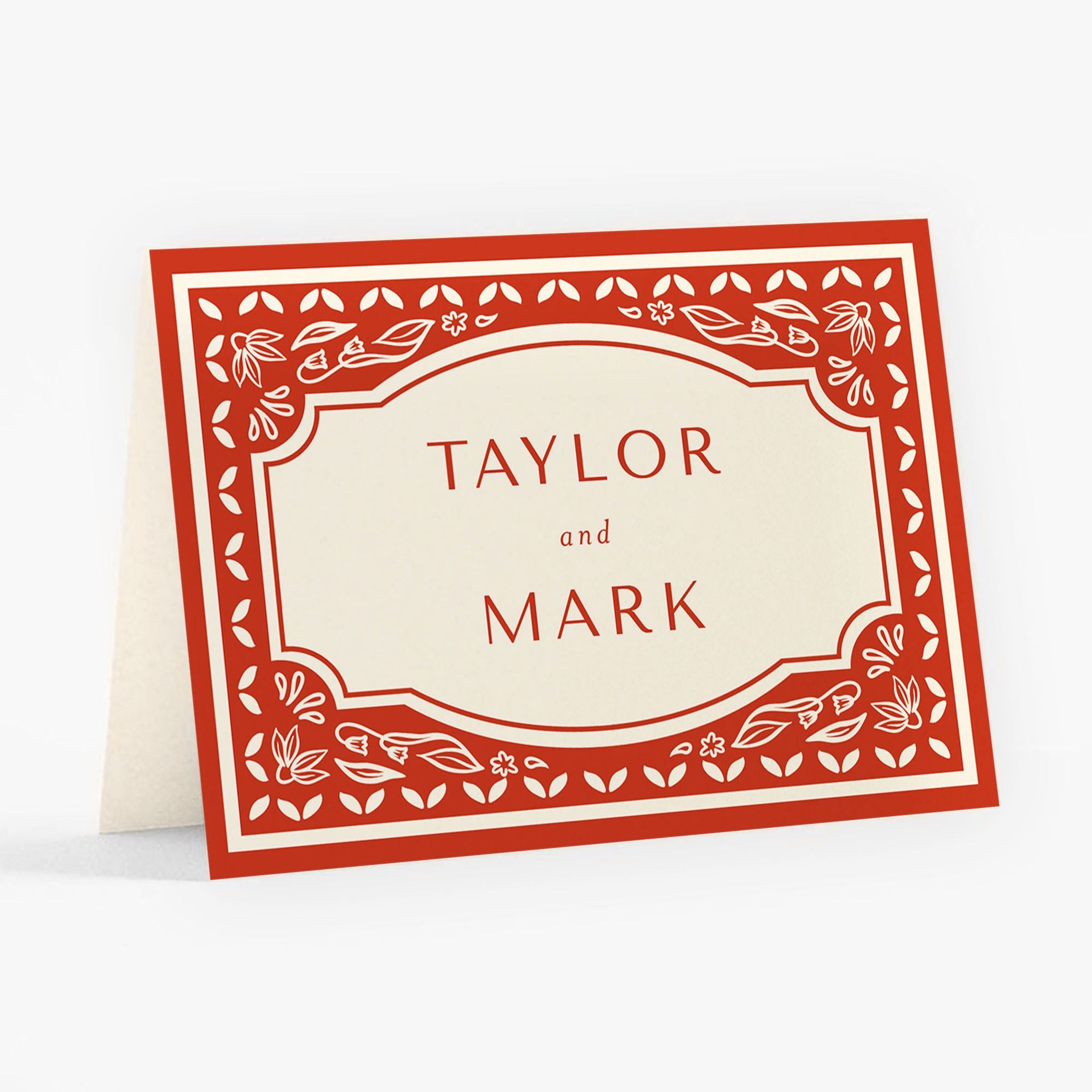 Folk Floral Frame Stationery Card