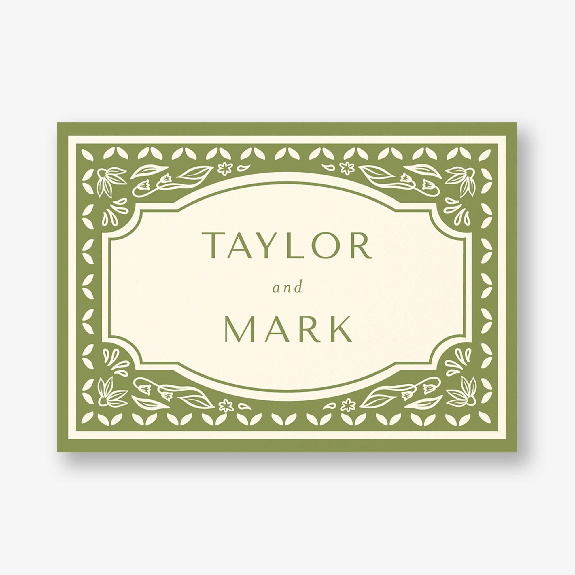 Folk Floral Frame Stationery Card