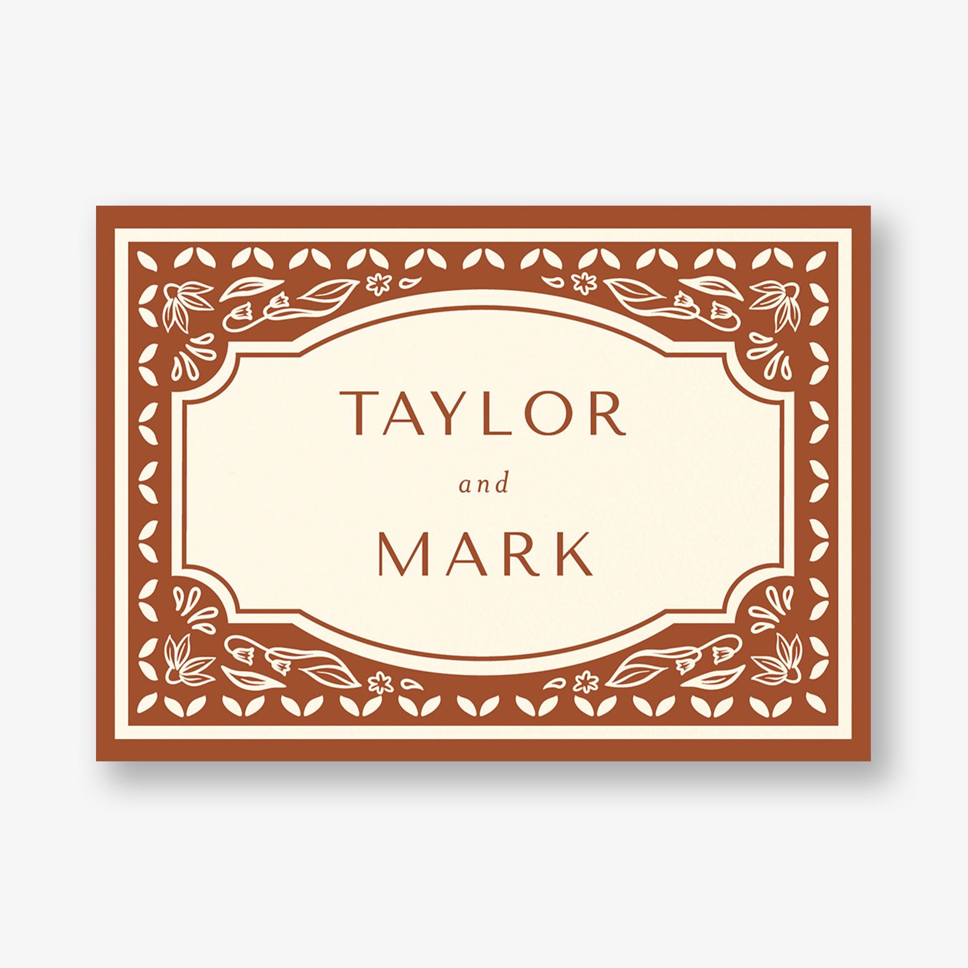 Folk Floral Frame Stationery Card