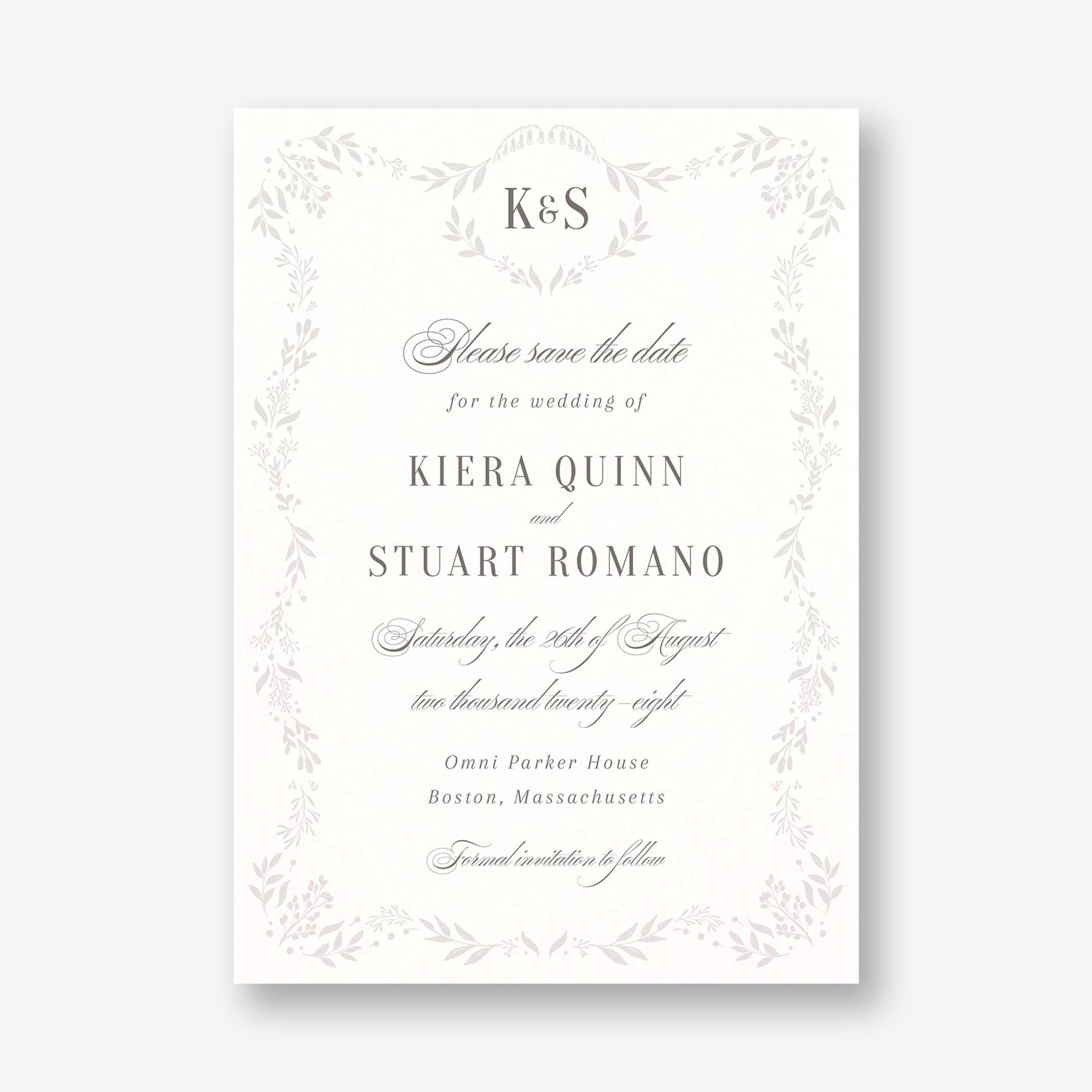 Winding Flora Frame Save the Date