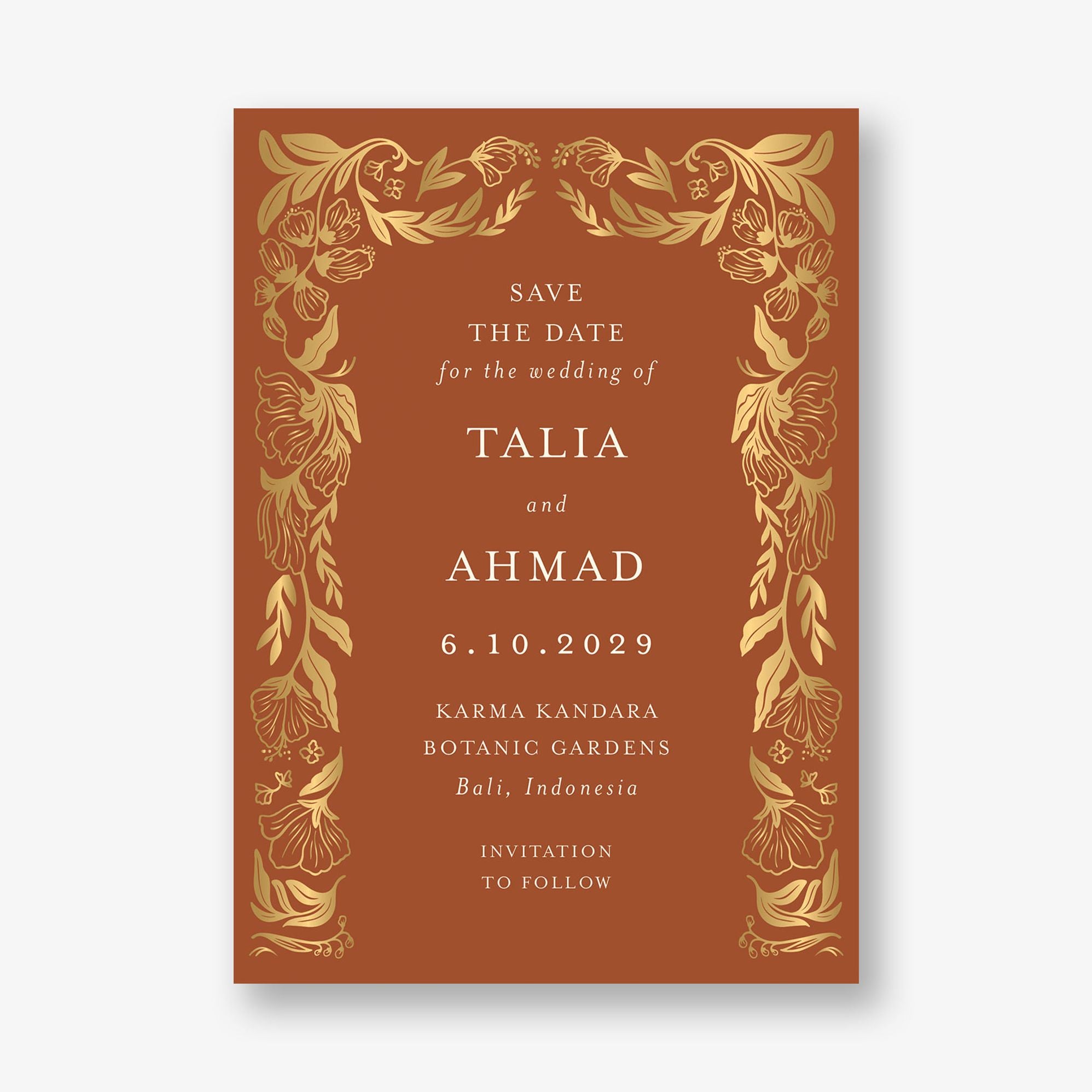 Bold Botanical Arch Foil Save the Date