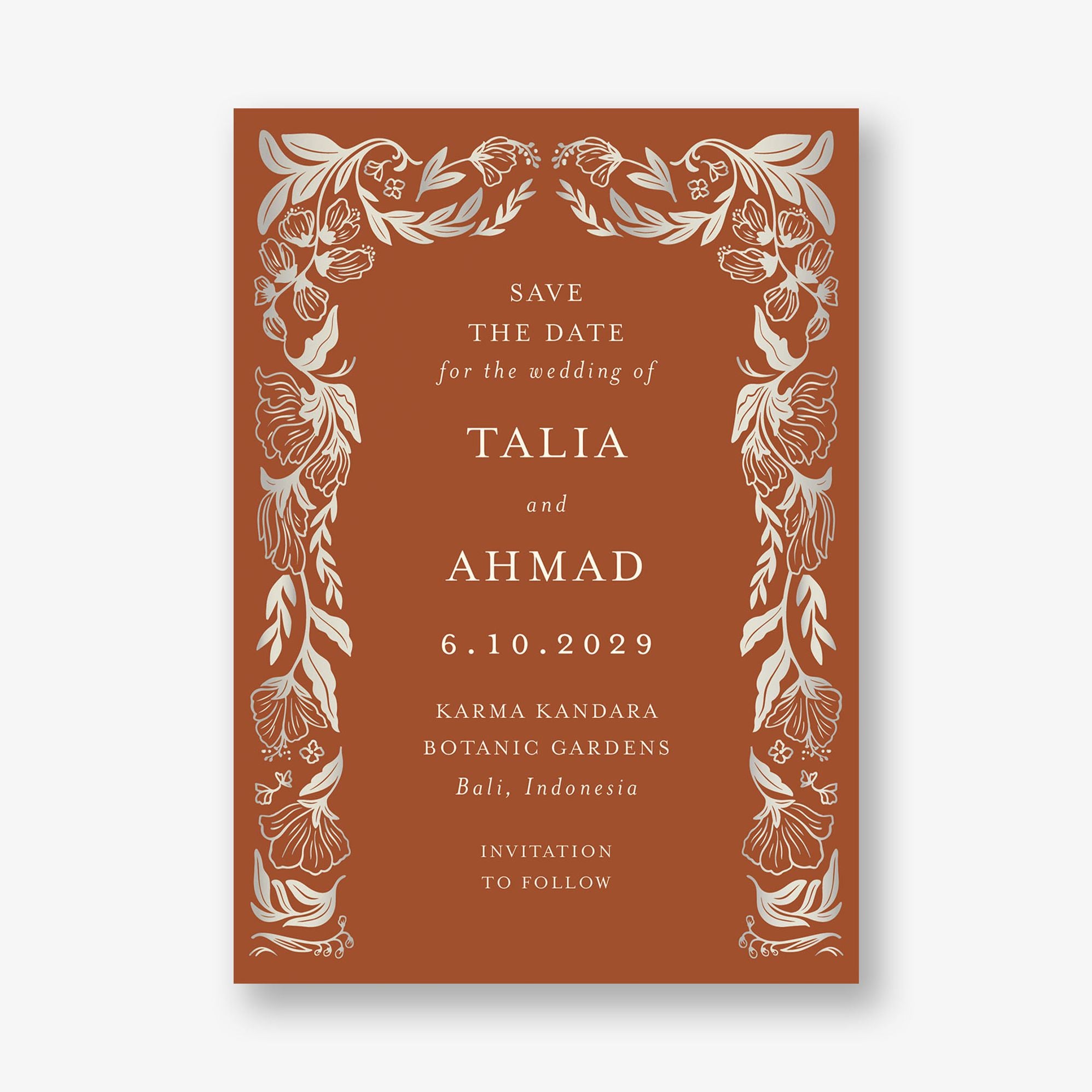 Bold Botanical Arch Foil Save the Date