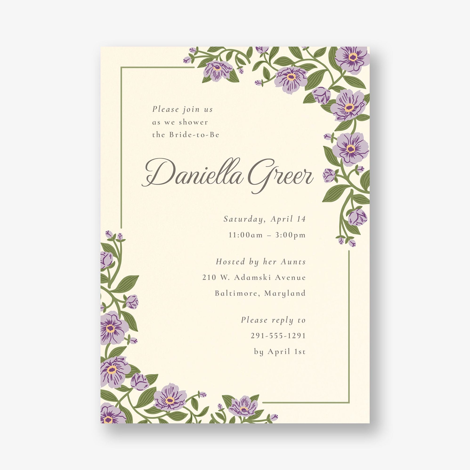 Vintage Primrose Bridal Shower Invitation