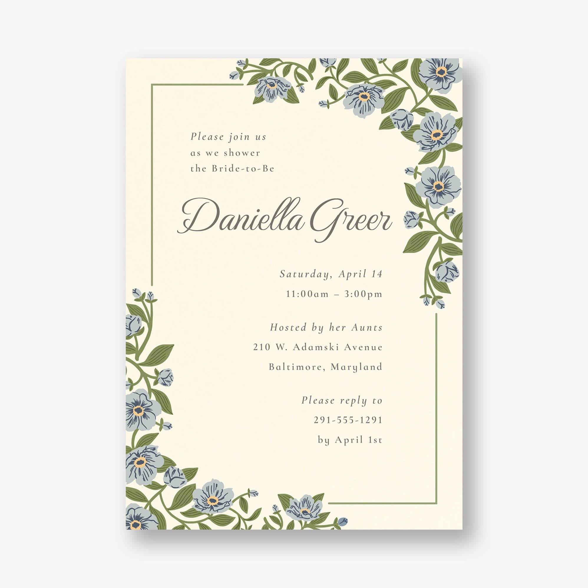 Vintage Primrose Bridal Shower Invitation