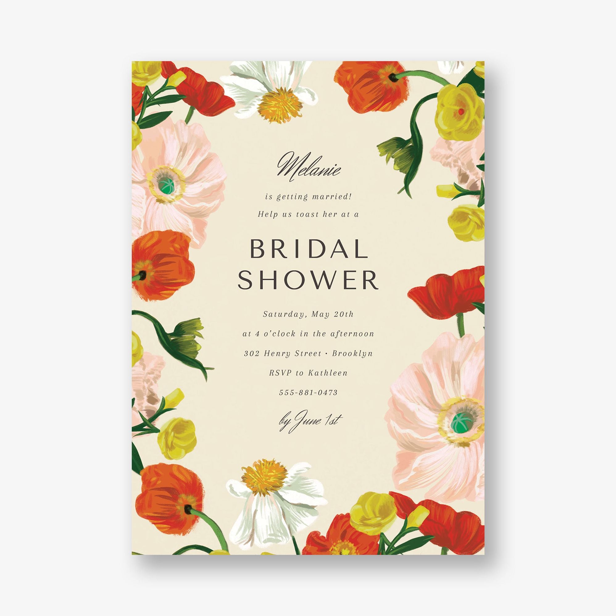 Bright Bouquet Border Bridal Shower Invitation