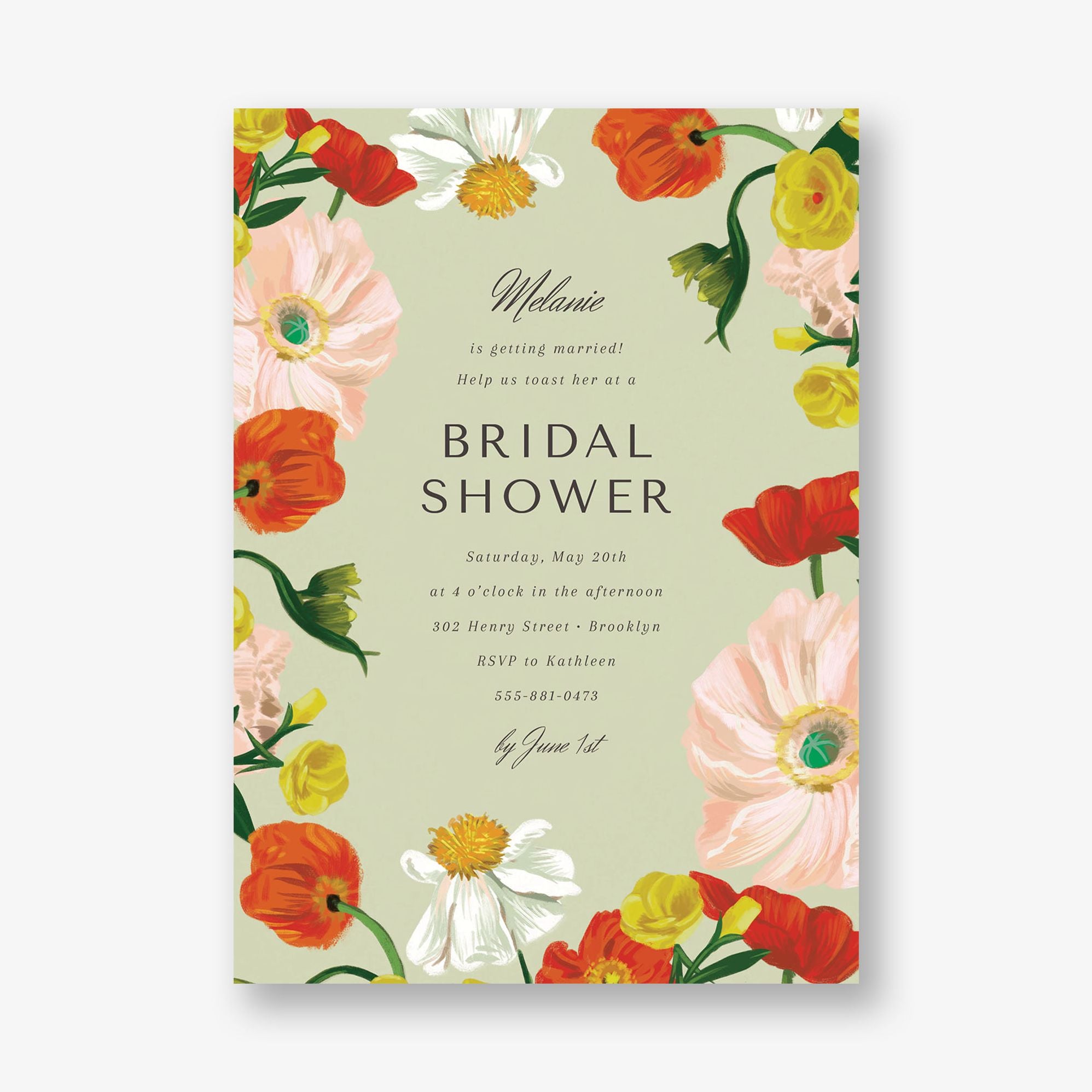 Bright Bouquet Border Bridal Shower Invitation