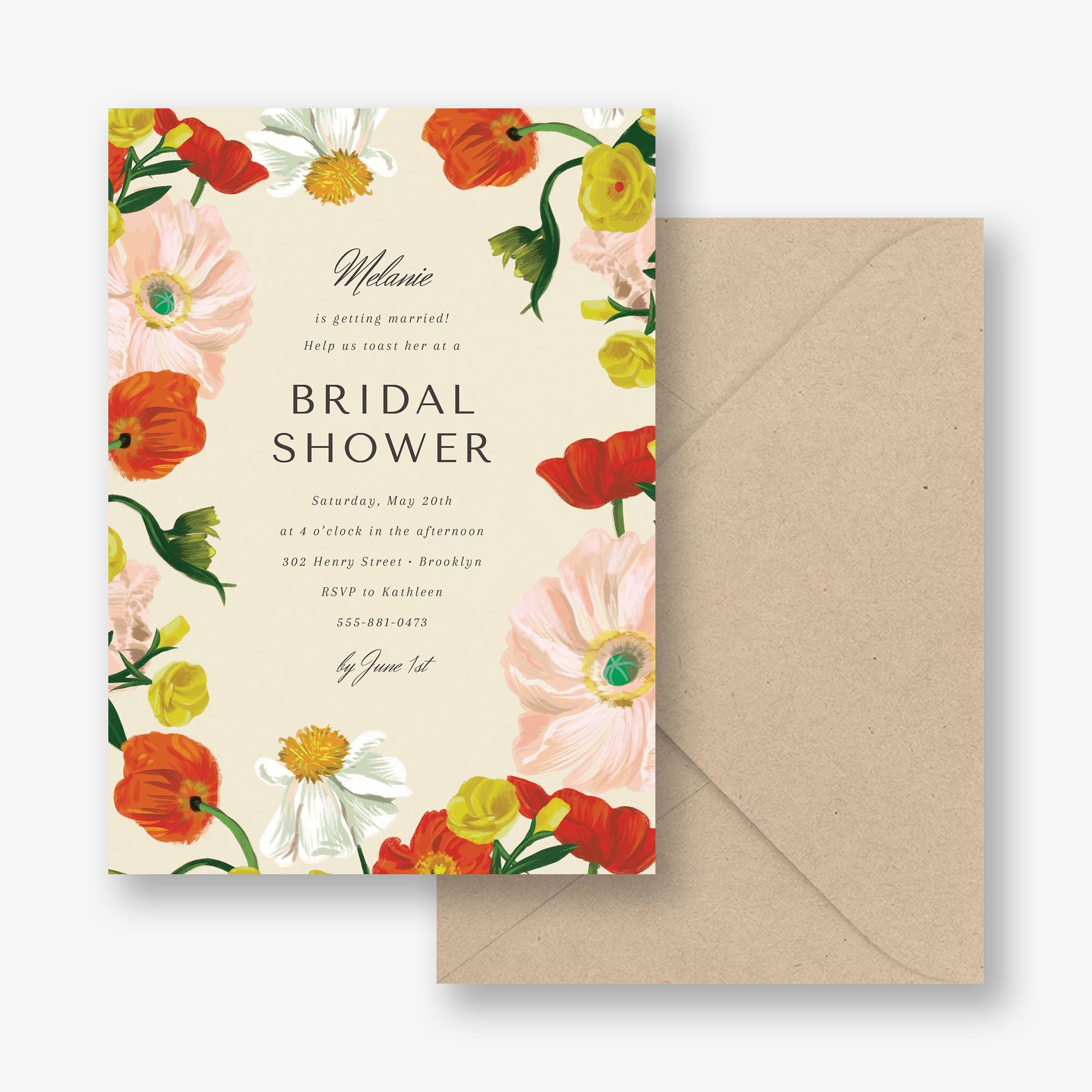 Bright Bouquet Border Bridal Shower Invitation
