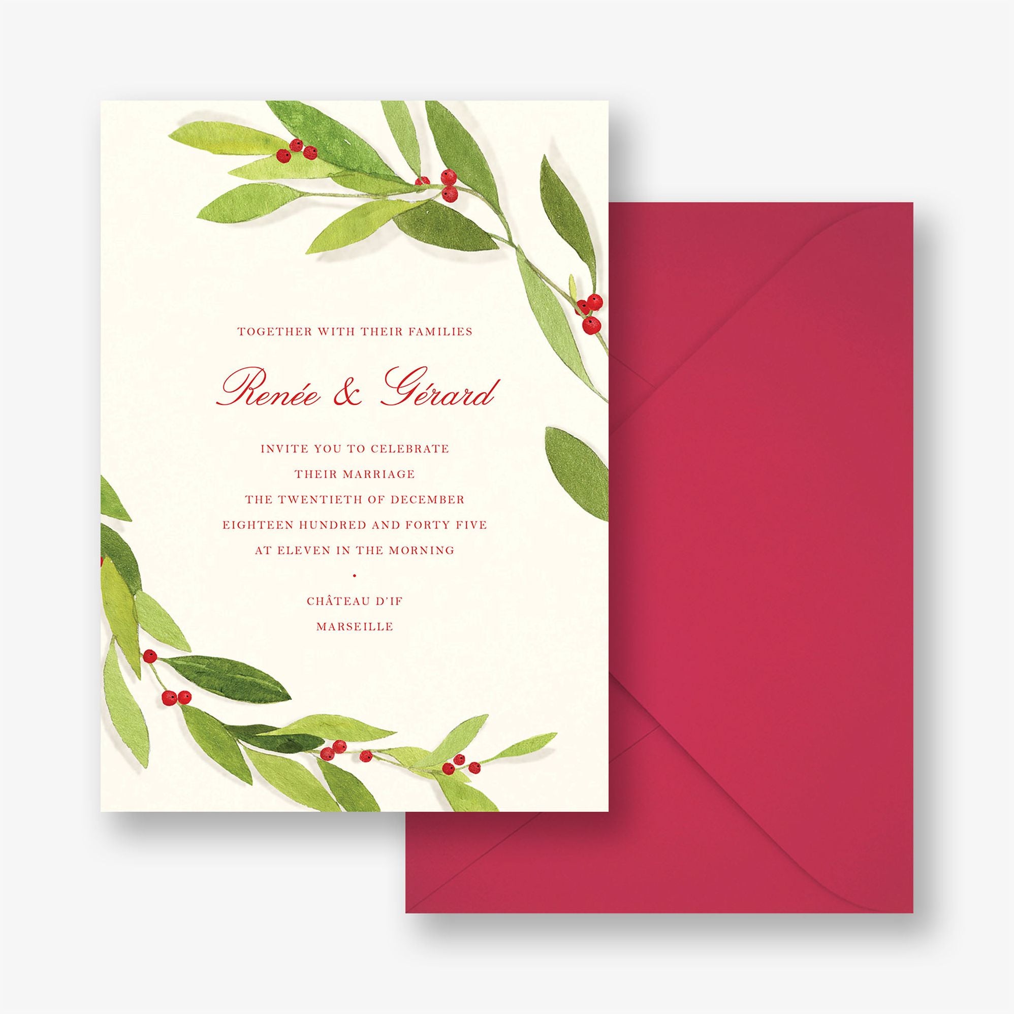 Red Sprigs Wedding Invitation