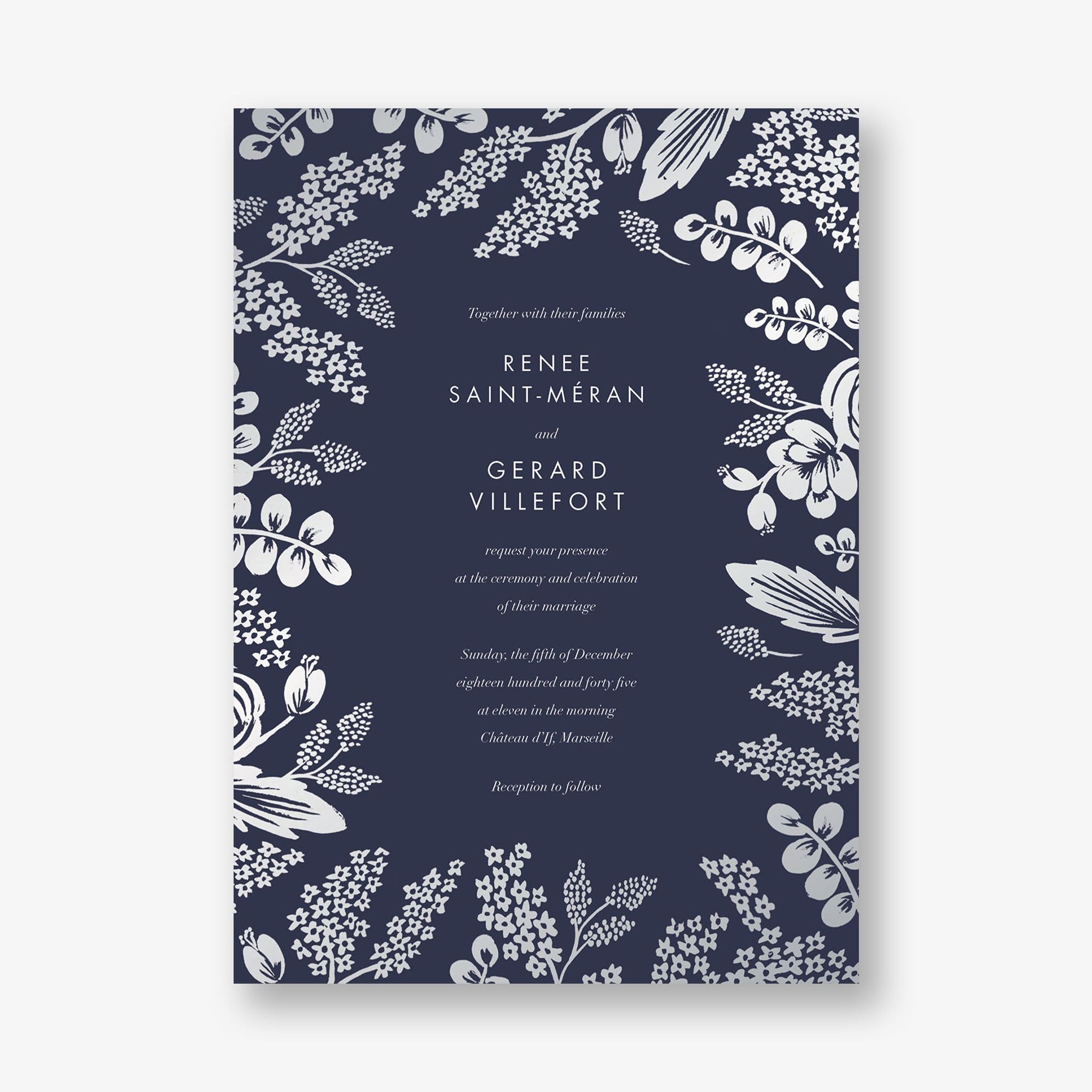 Heather and Lace Foil Wedding Invitation
