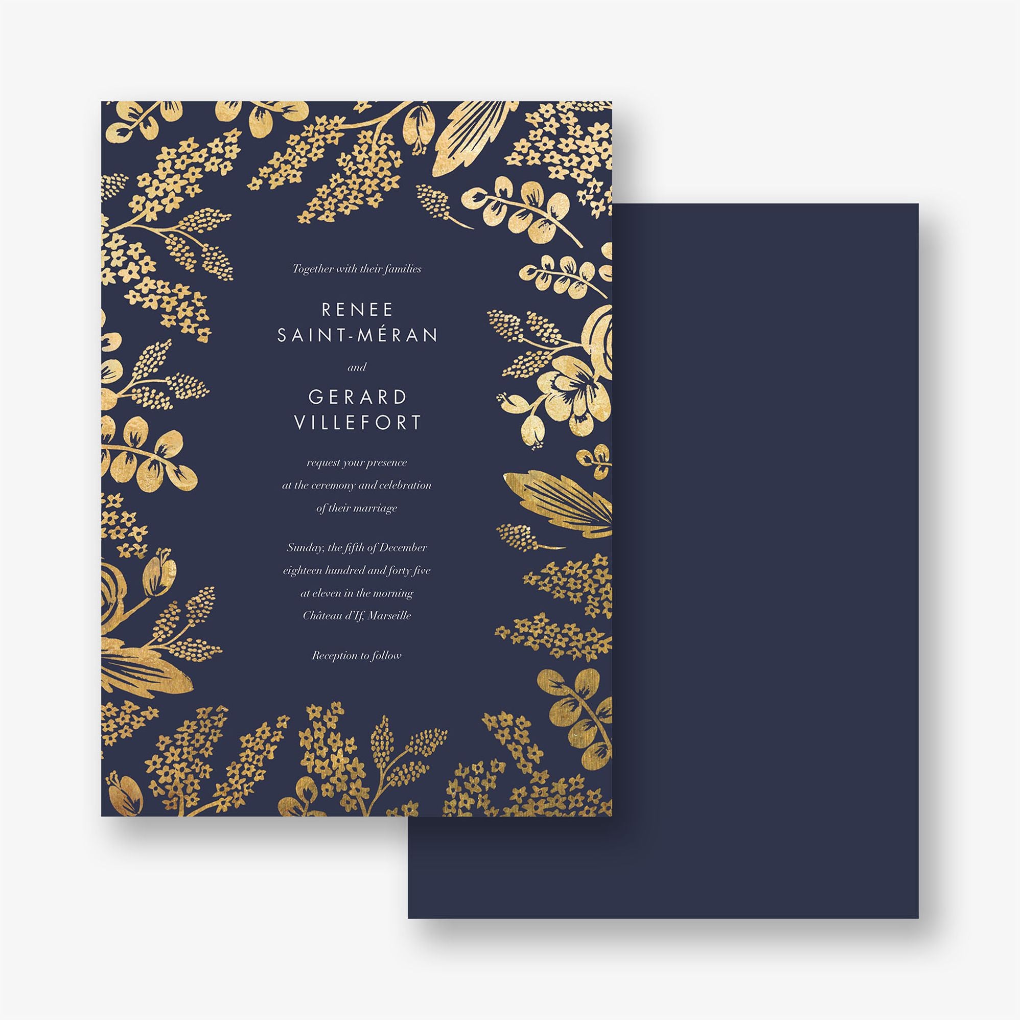 Heather and Lace Foil Wedding Invitation