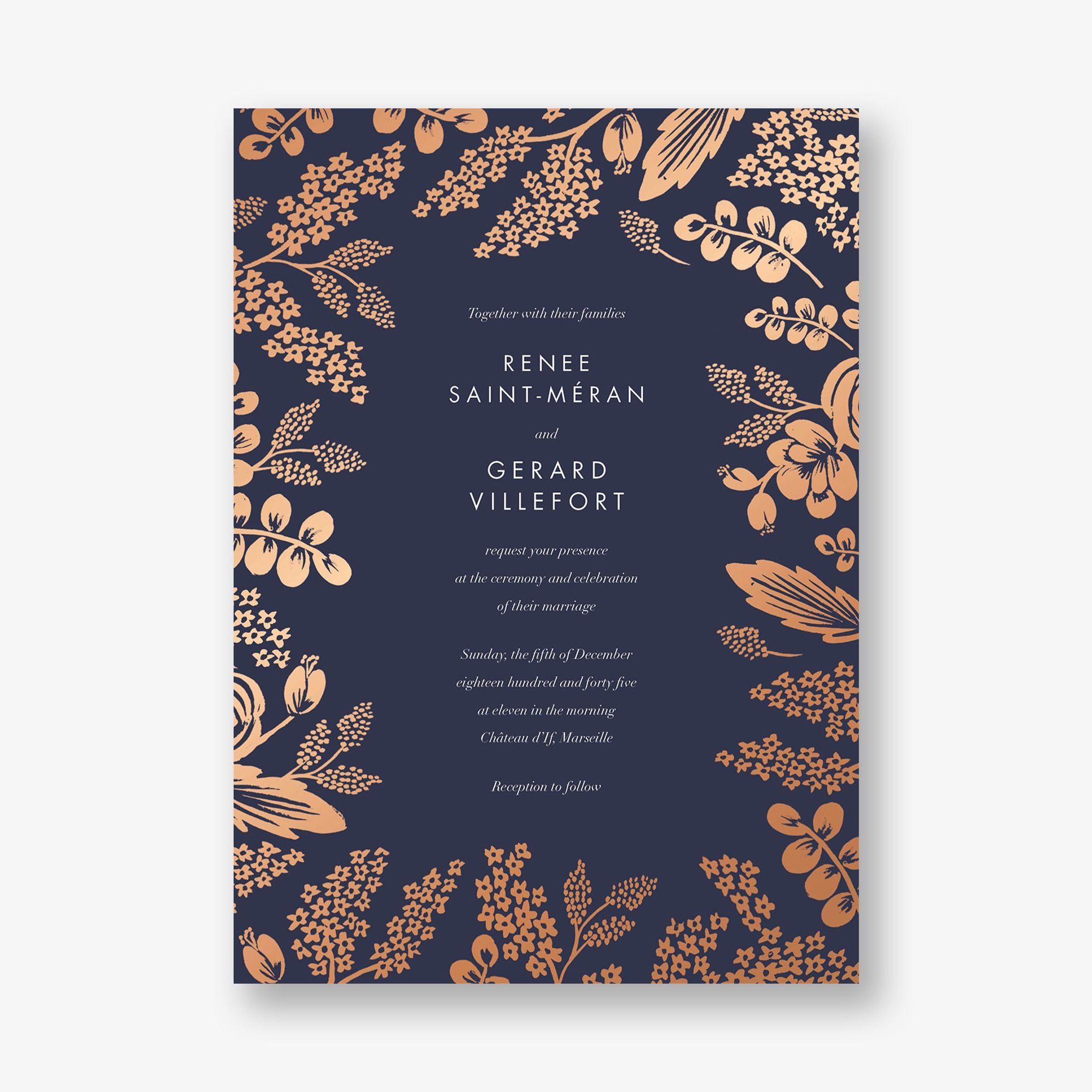 Heather and Lace Foil Wedding Invitation