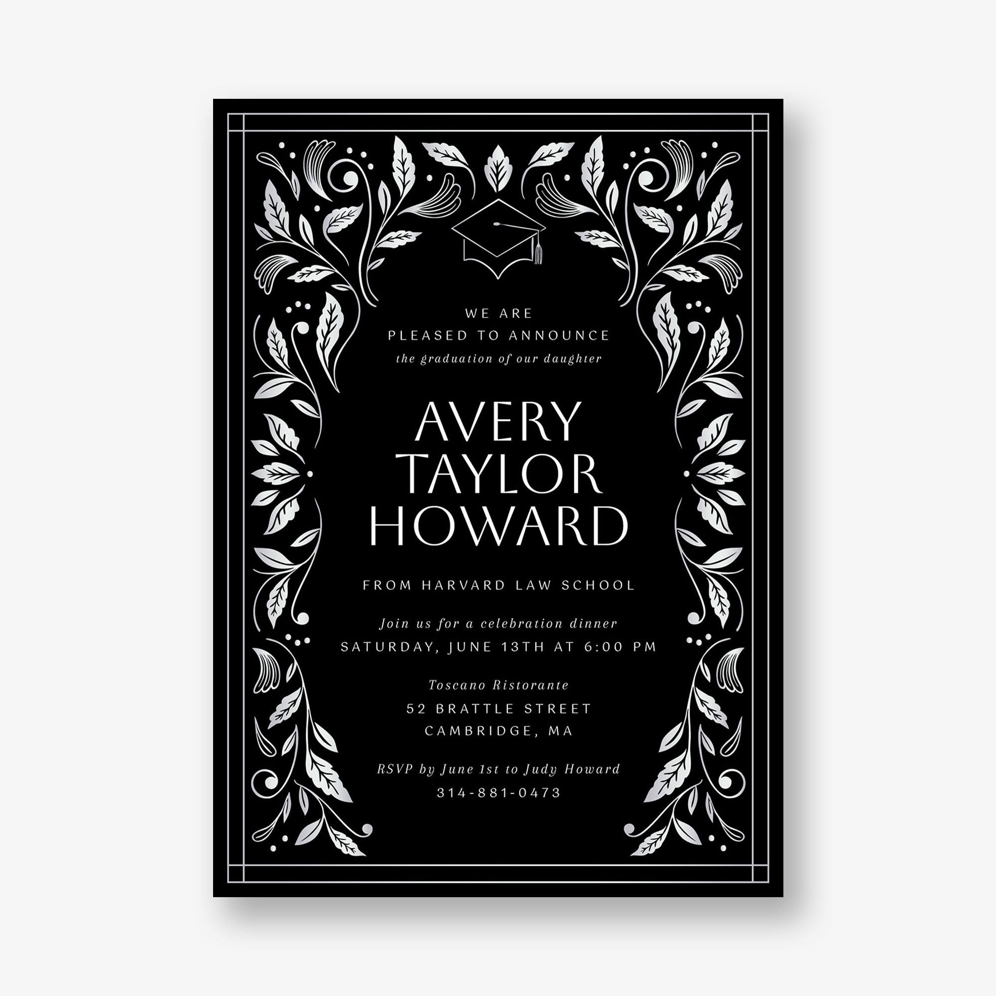 Grad Foliage Foil Graduation Invitation
