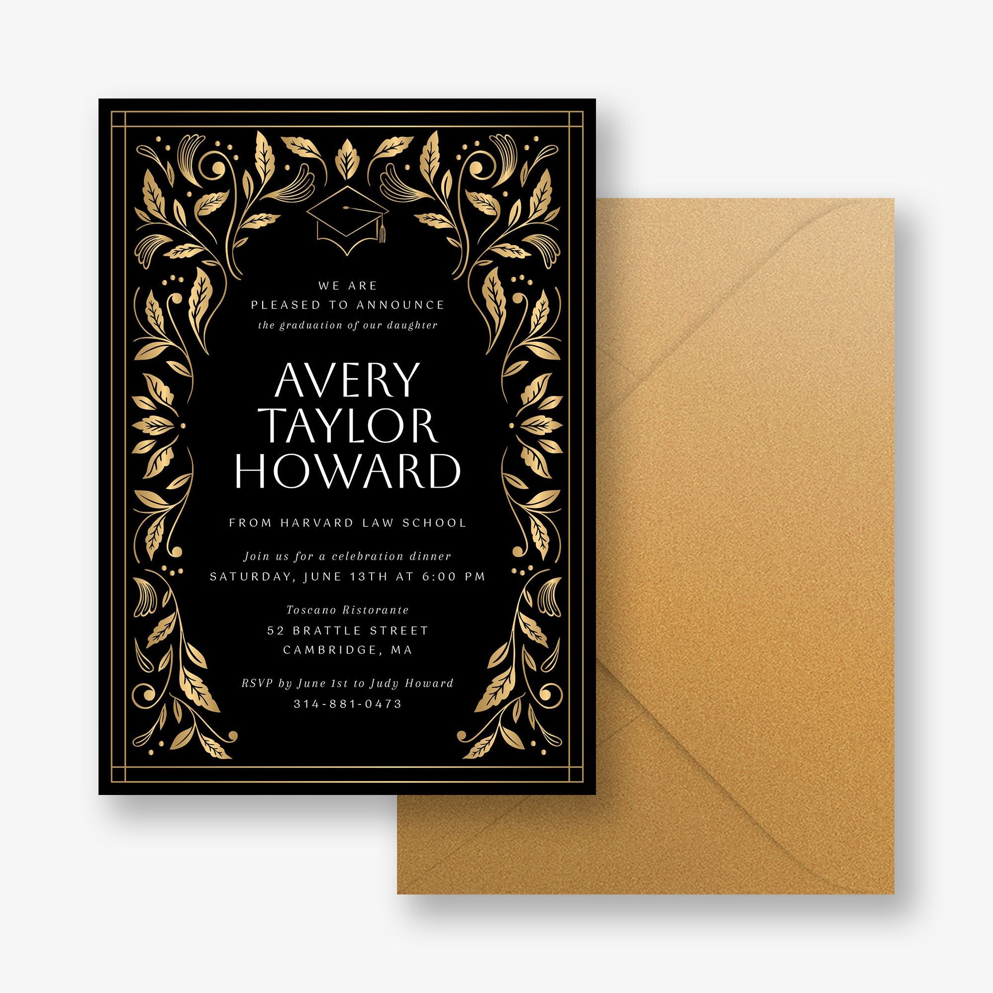Grad Foliage Foil Graduation Invitation
