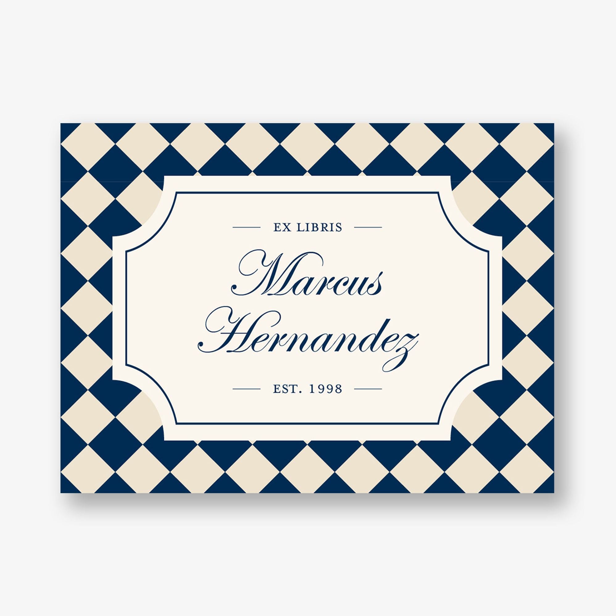 Sophisticated Checker Adhesive Bookplates