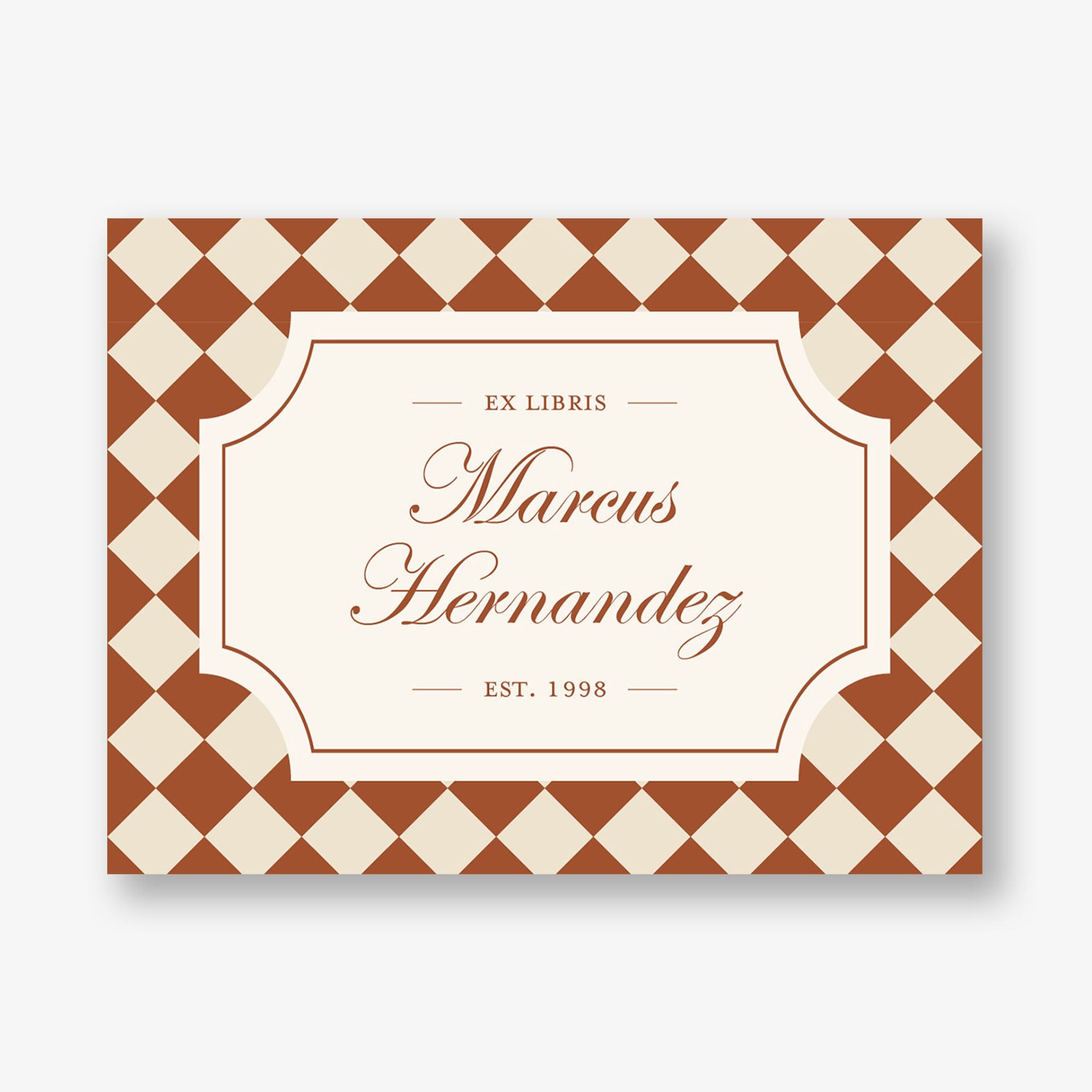 Sophisticated Checker Adhesive Bookplates