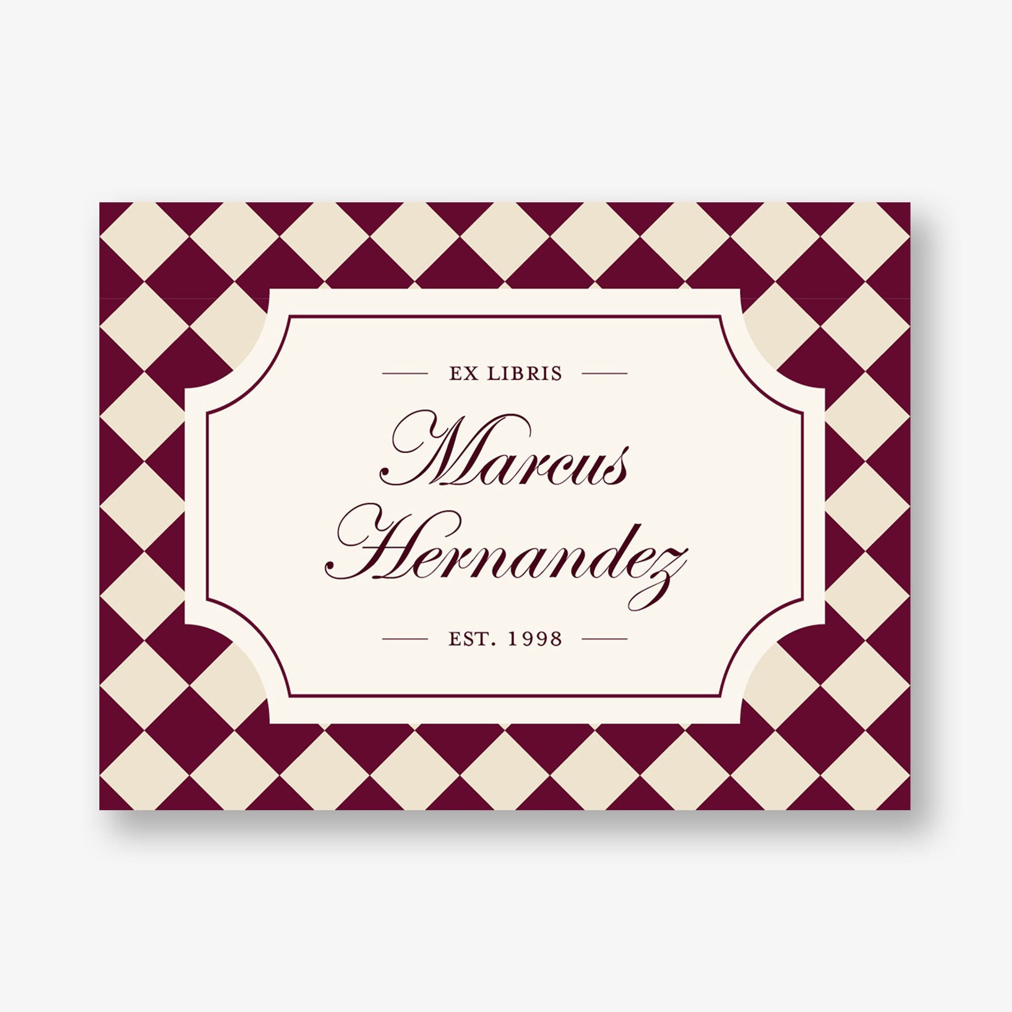 Sophisticated Checker Adhesive Bookplates