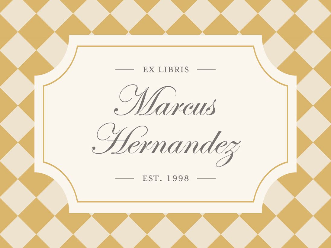 Sophisticated Checker Adhesive Bookplates