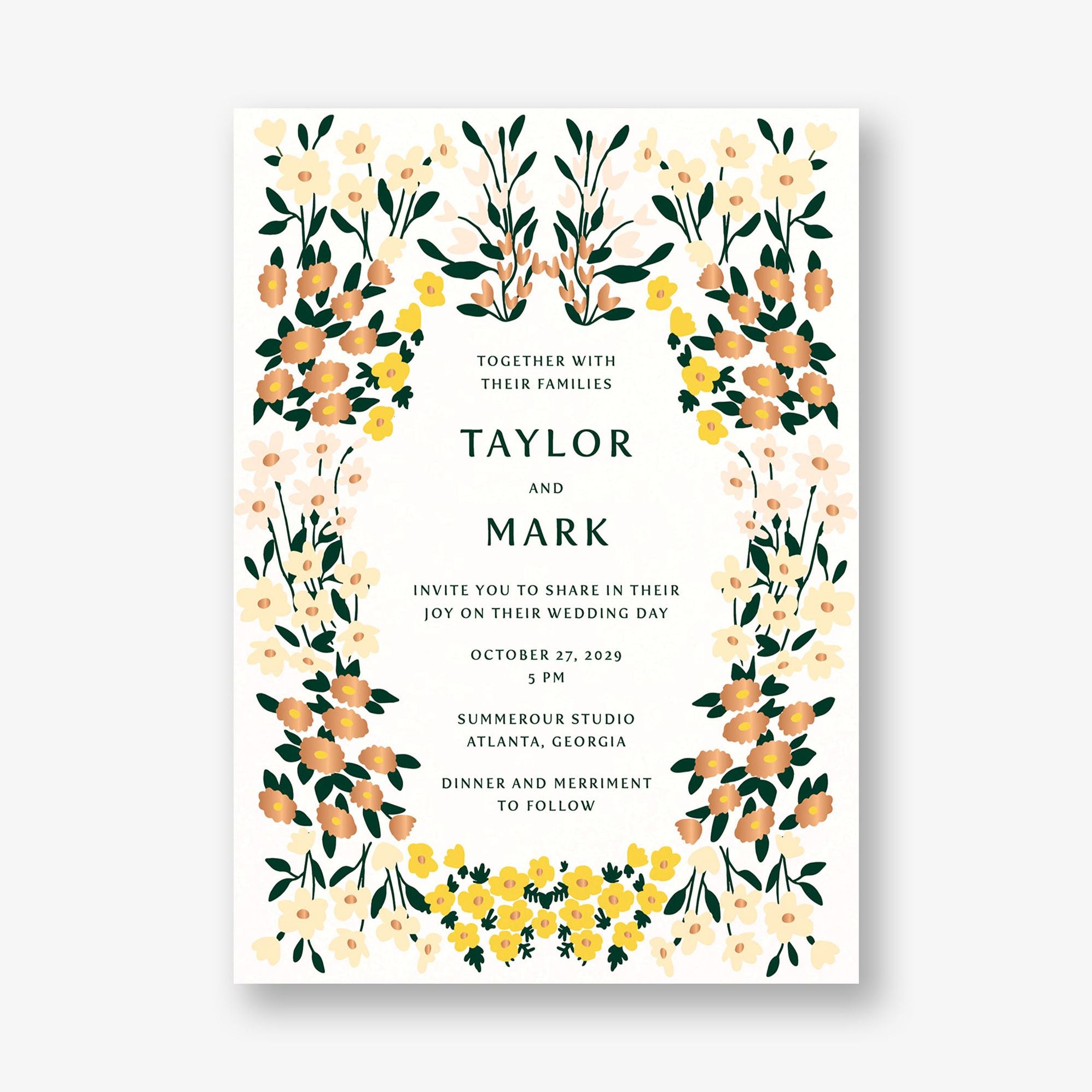 Cottage Garden Foil Wedding Invitation
