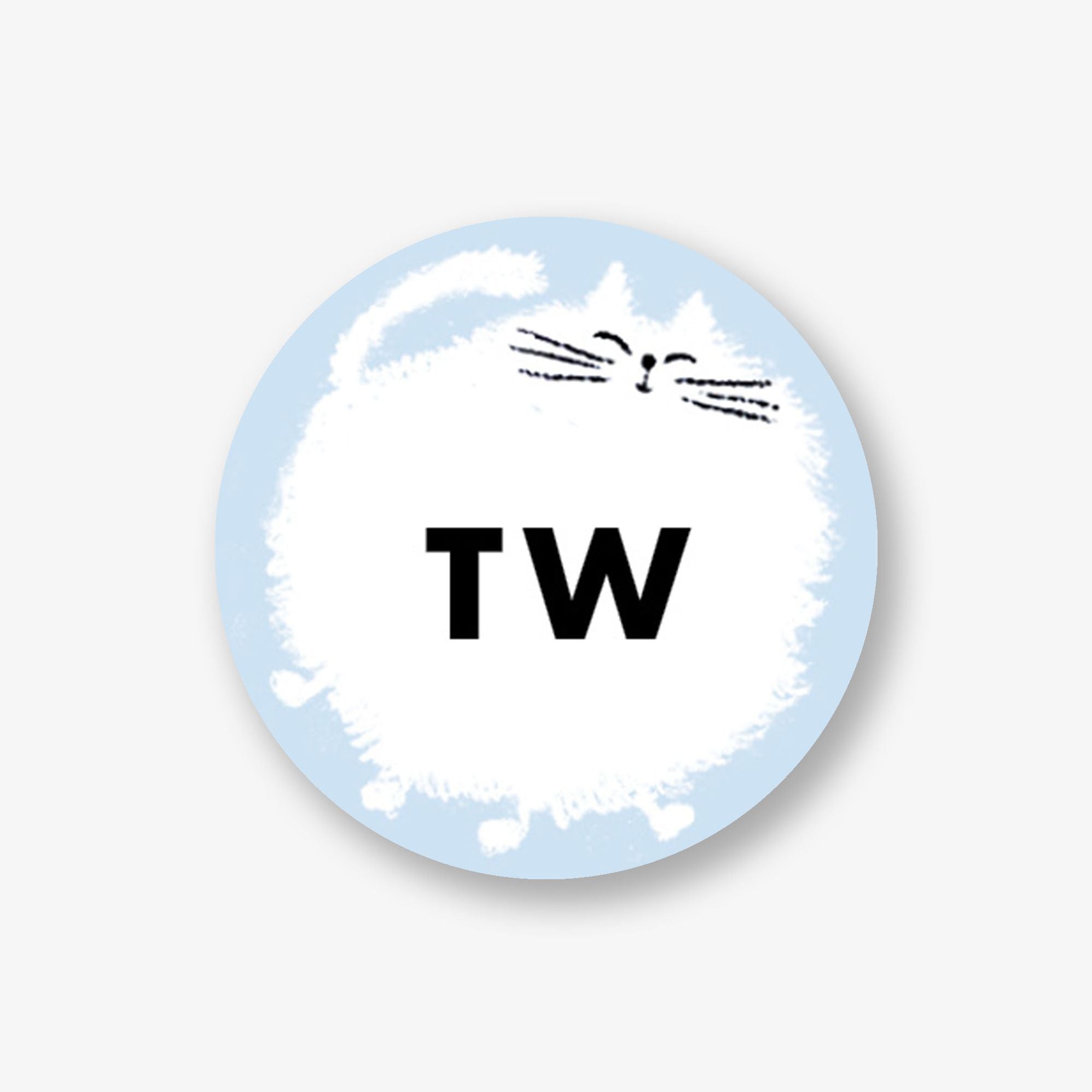 Fluffy Cat Personalized Circle Label