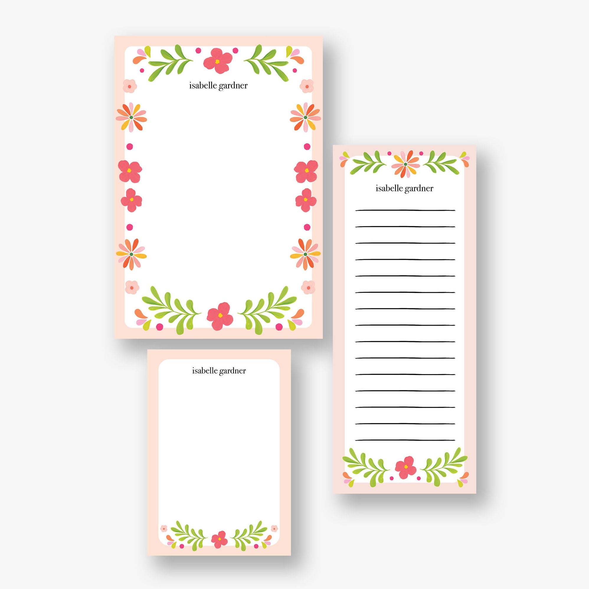 Cheery Blossoms Personalized Mixed Notepad Set