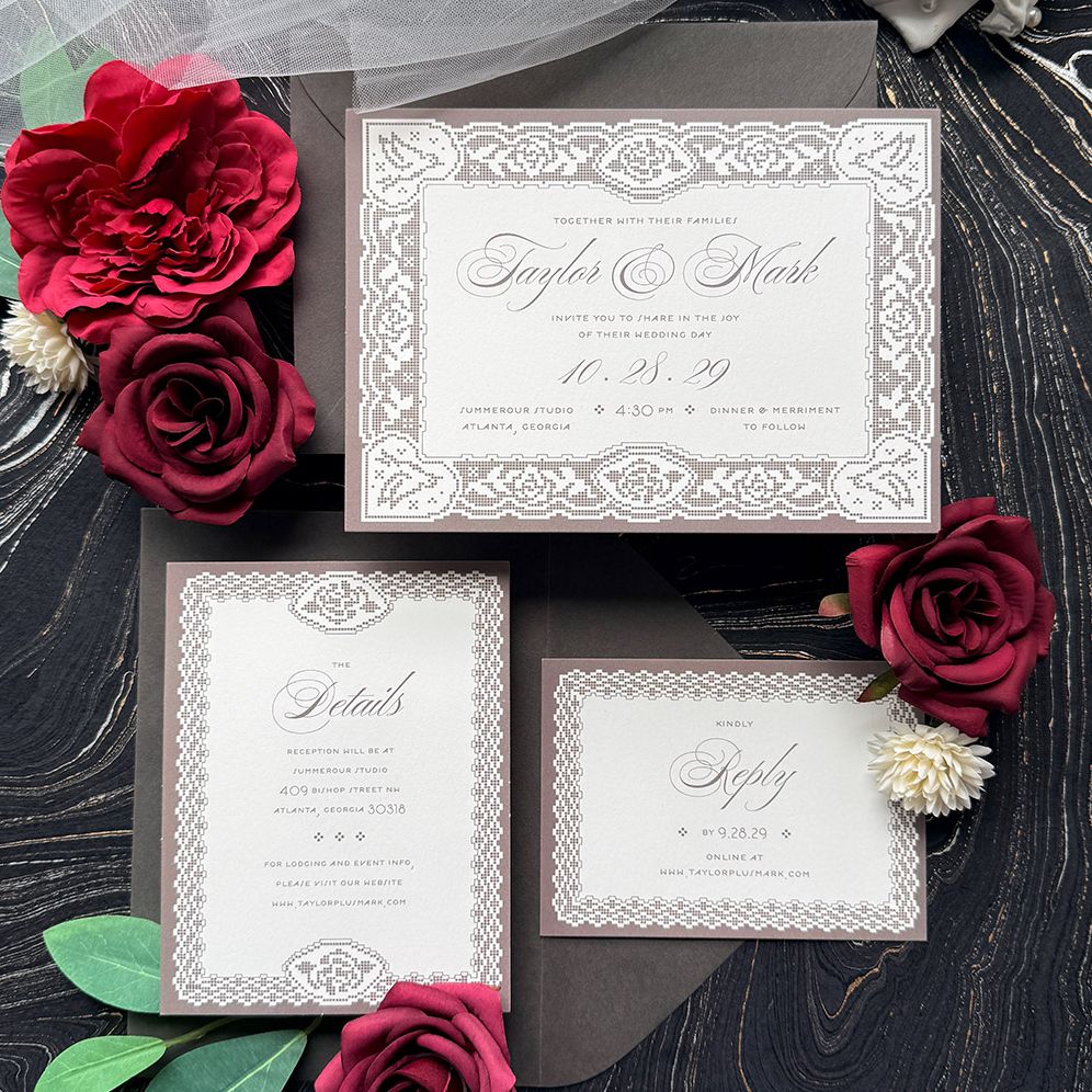 Vintage Lace Wedding Invitation