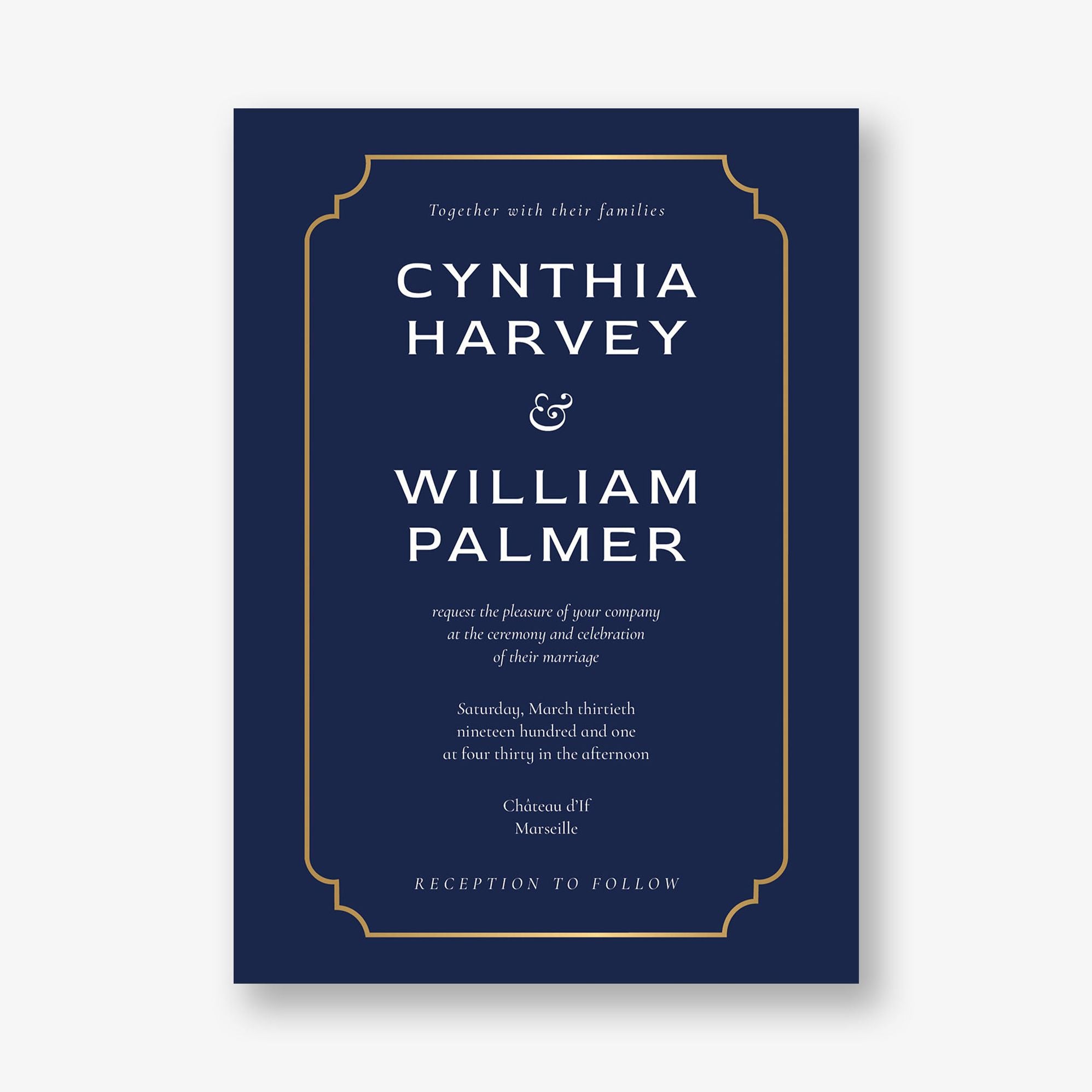 Traditional Border Foil Wedding Invitation