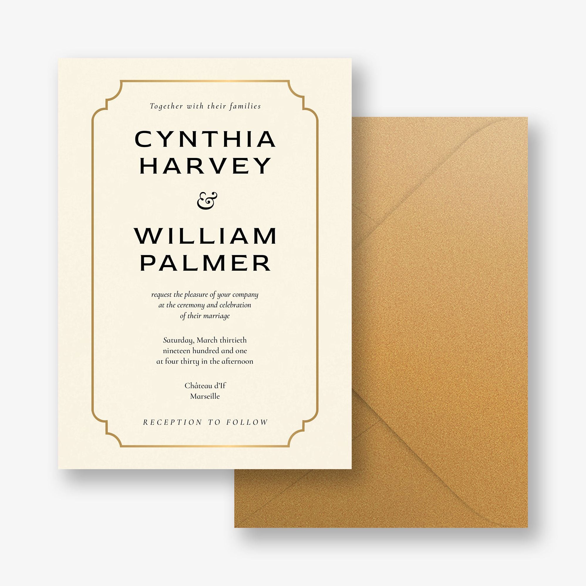 Traditional Border Foil Wedding Invitation