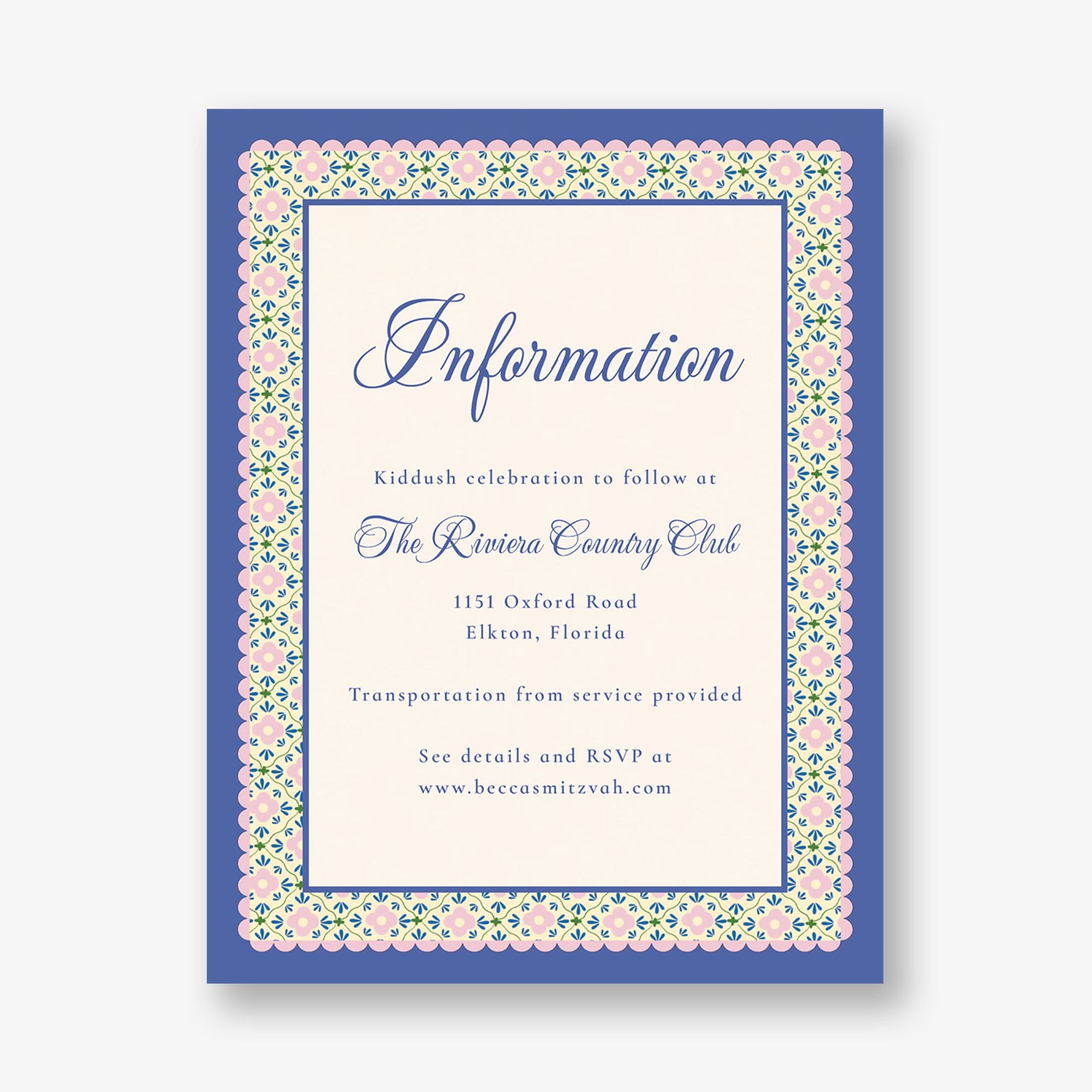 Scalloped Blossoms Bat Mitzvah Information