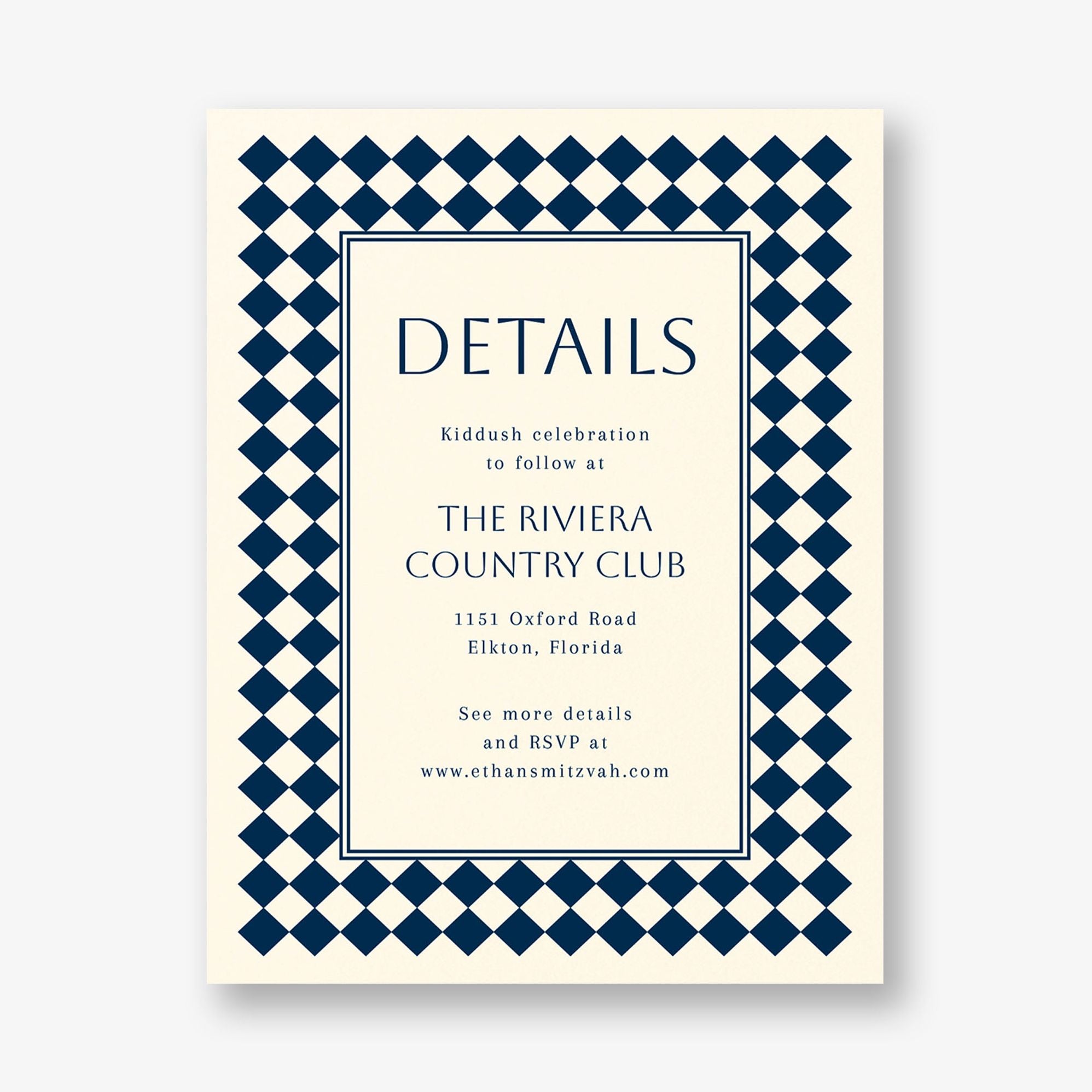 Sophisticated Checker Bar Mitzvah Information