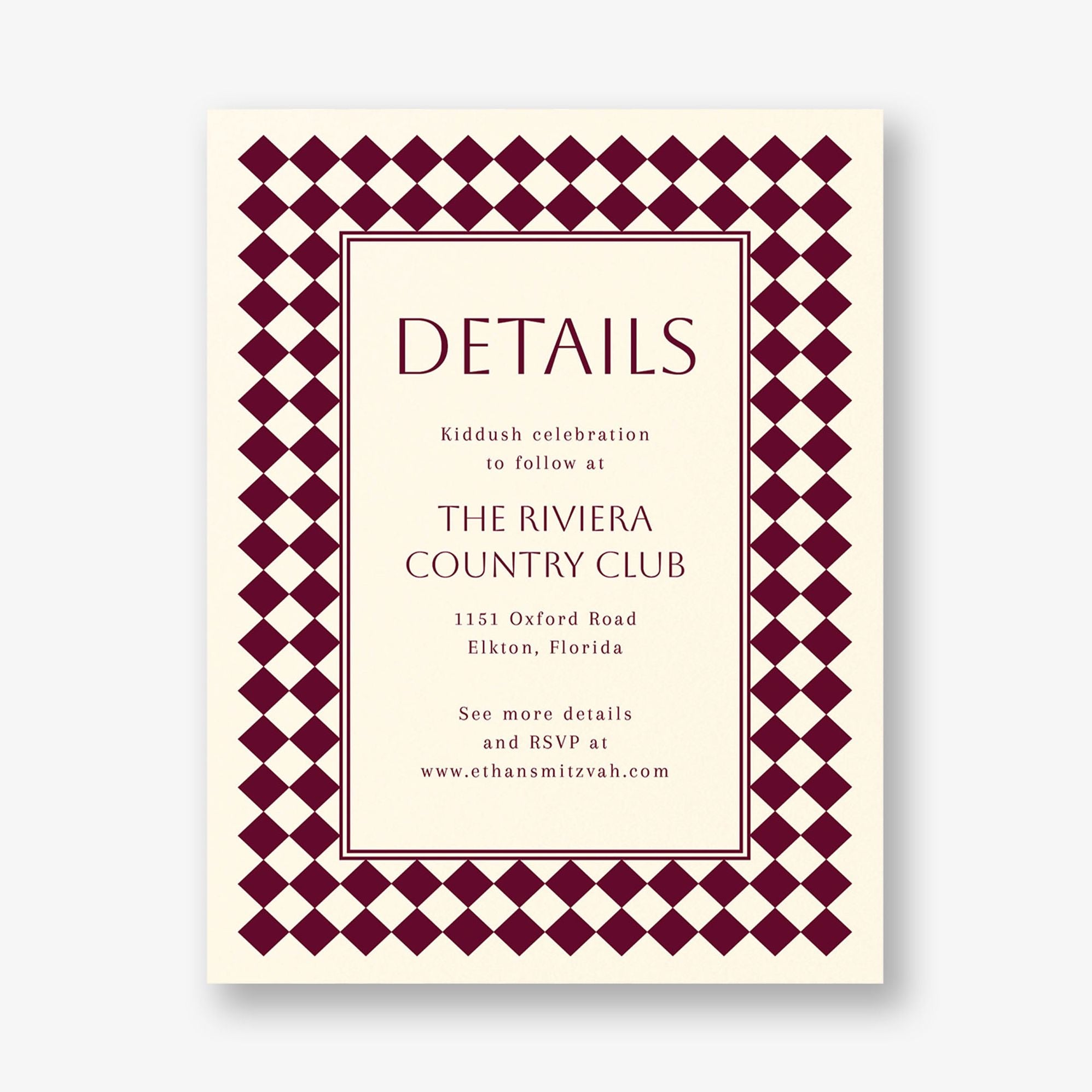 Sophisticated Checker Bar Mitzvah Information
