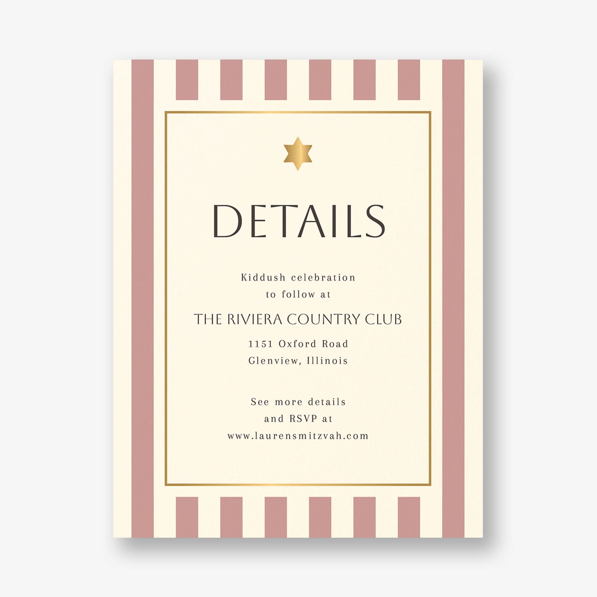 Sophisticated Stripe Foil Bar Mitzvah Information