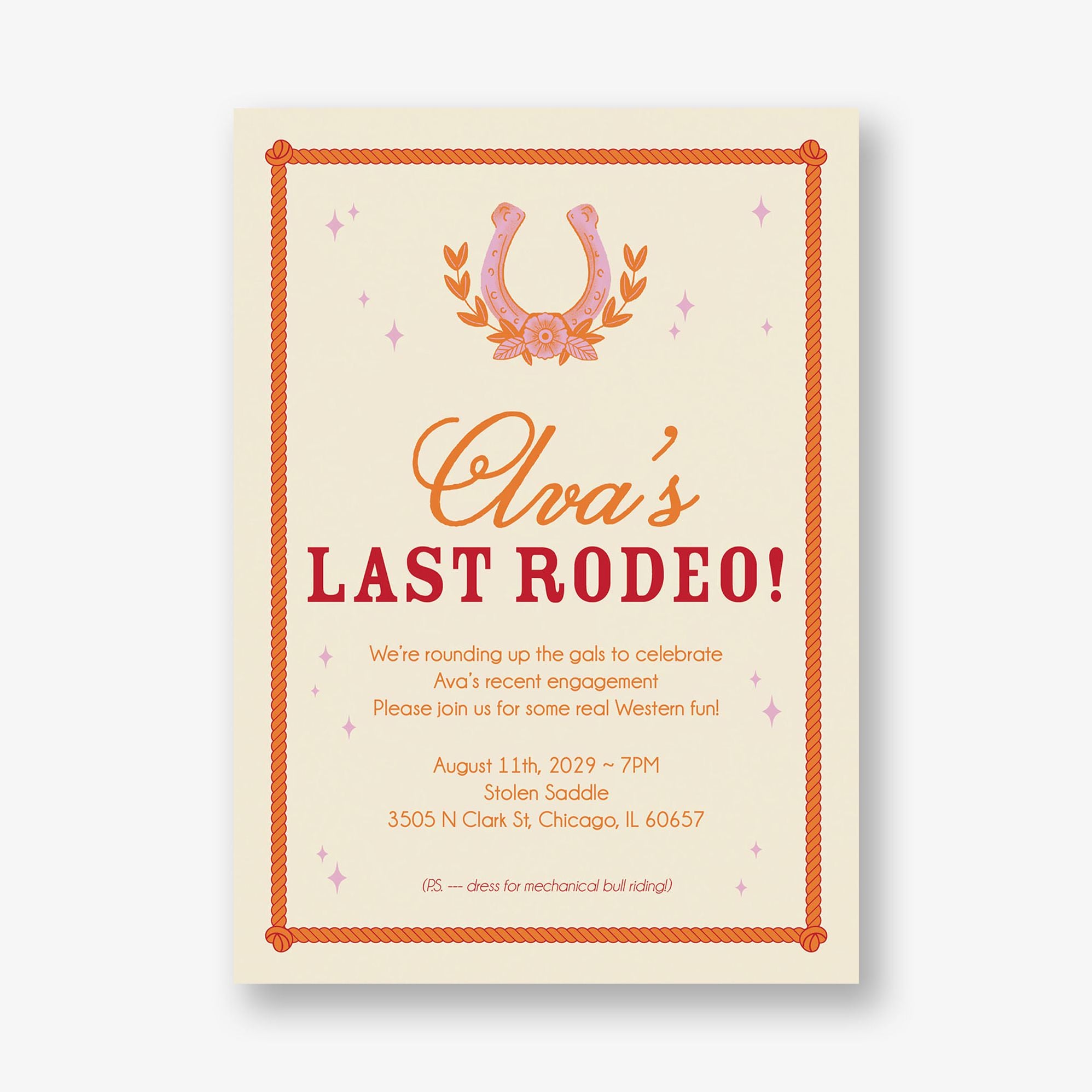 Last Rodeo Bachelorette Party Invitation