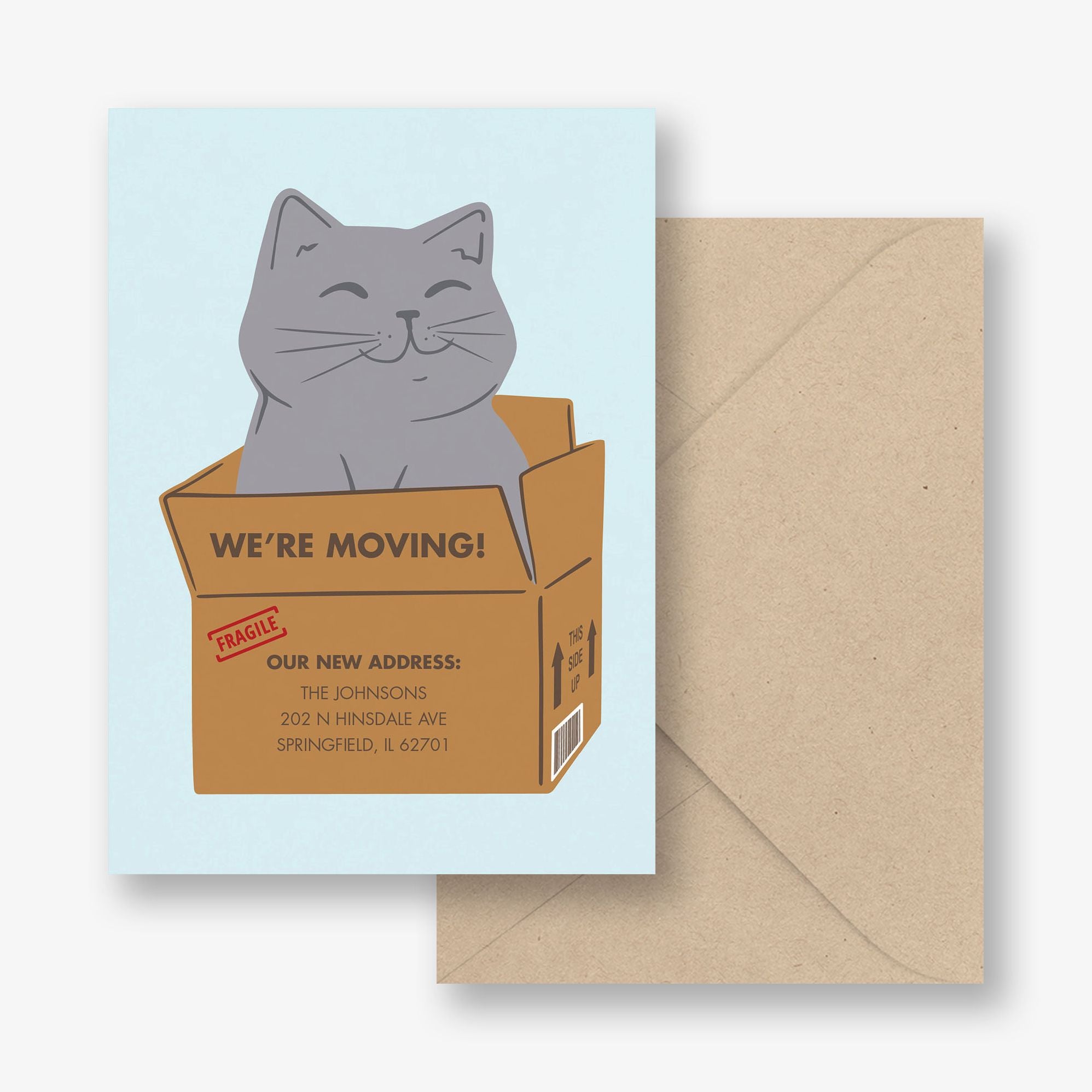 Cat in a Box Moving Announcement