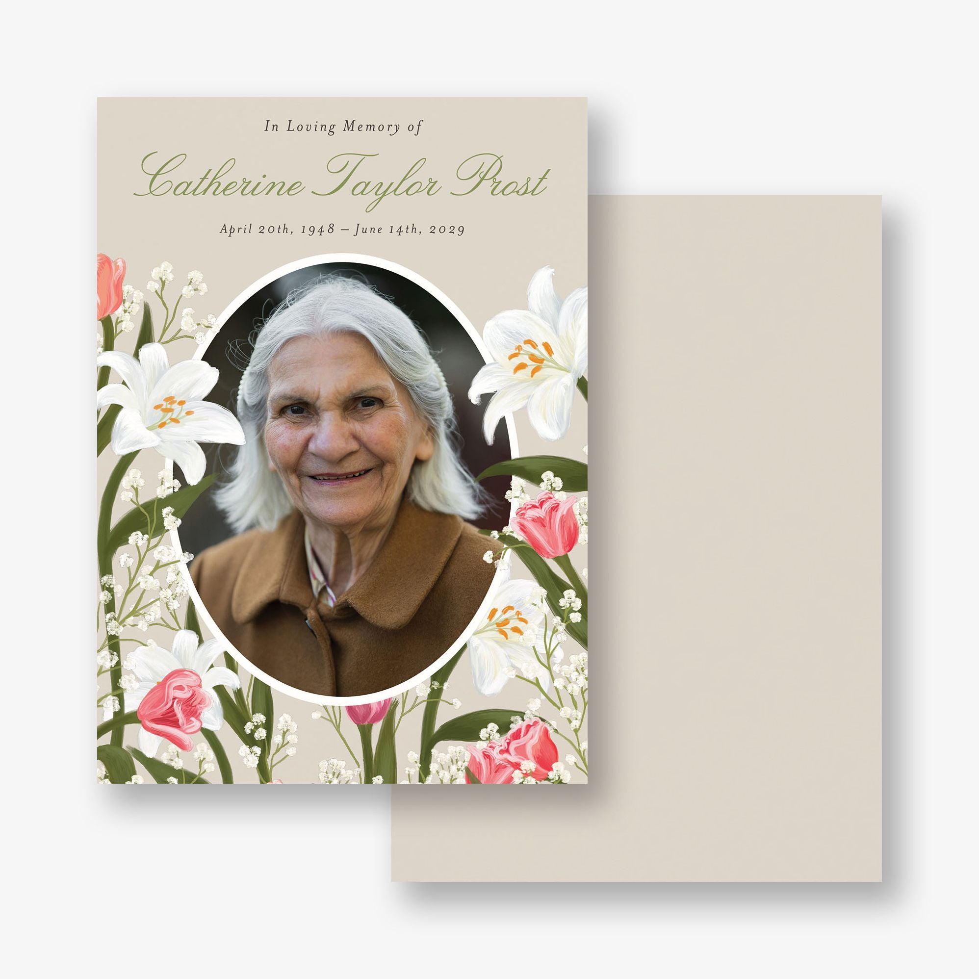 Lily Frame Photo Memorial Card